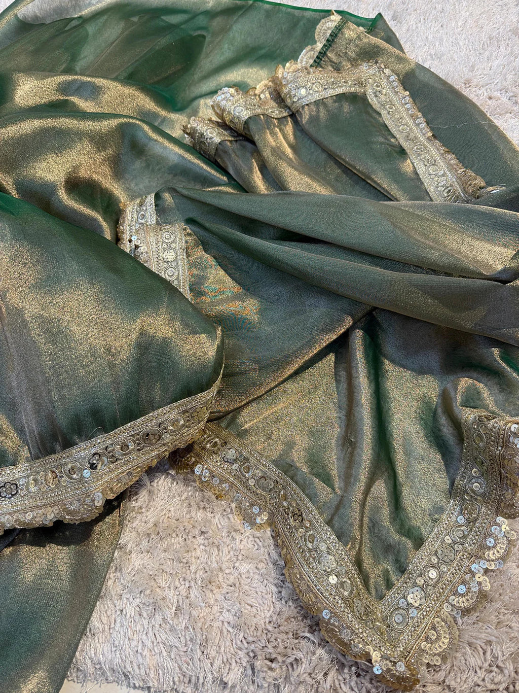 Banarasi Tissue Soft Silk Saree with Lace Border