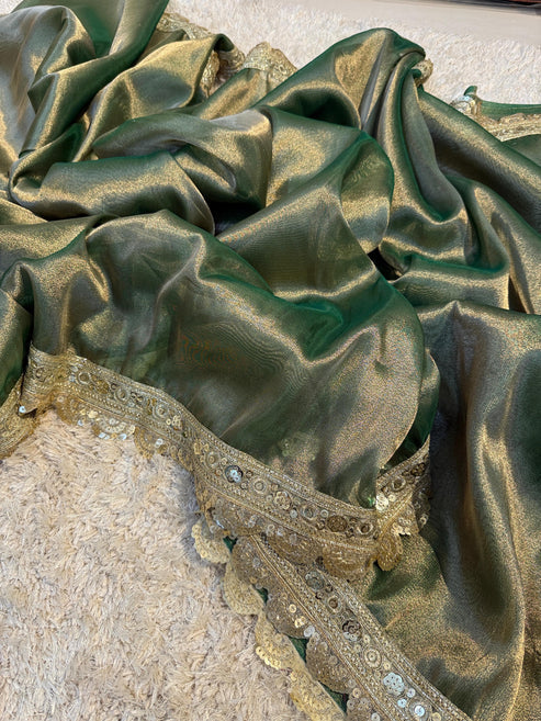 Banarasi Tissue Soft Silk Saree with Lace Border