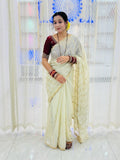 Premium Star Georgette Saree with Sequin Embroidery Work & Contrast Running Blouse ✨