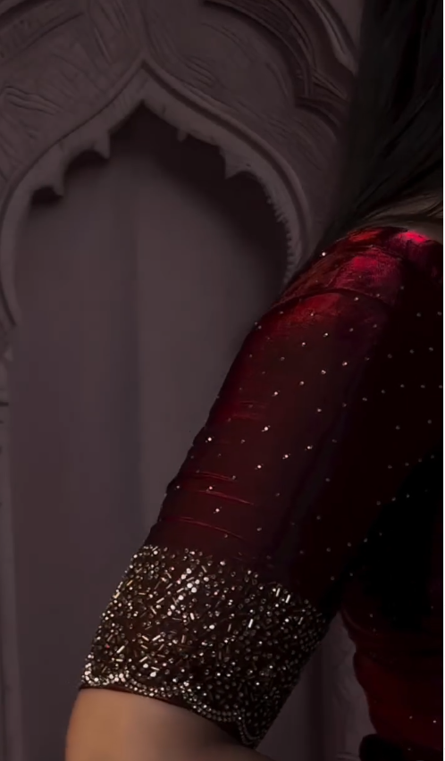 Latest Partywear Space Silk Jarkhan Heavy Diamond Work Fancy Designer Saree With Blouse