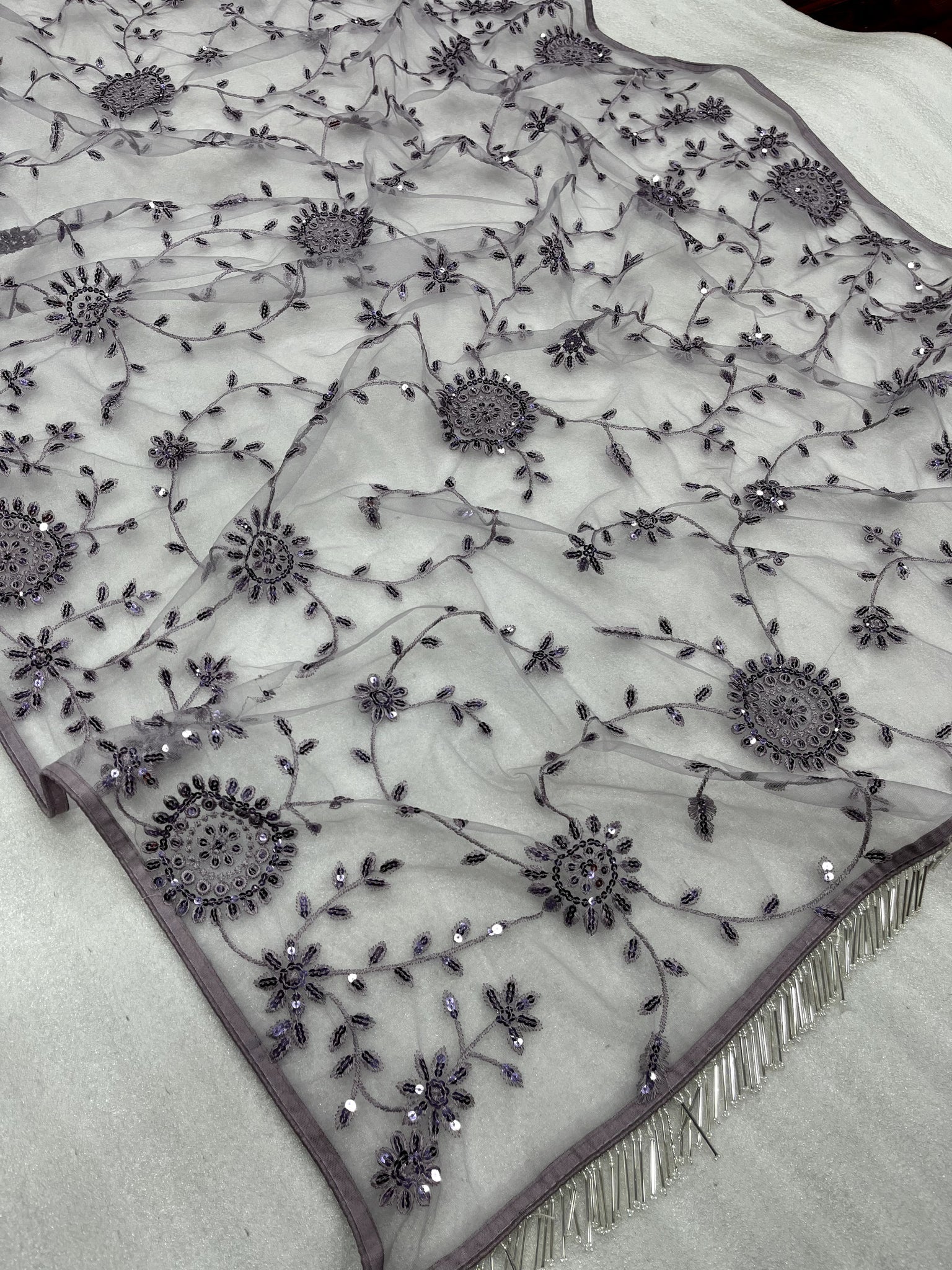 Partywear Purple Color Mono Net Sequence Work Fancy Designer Saree