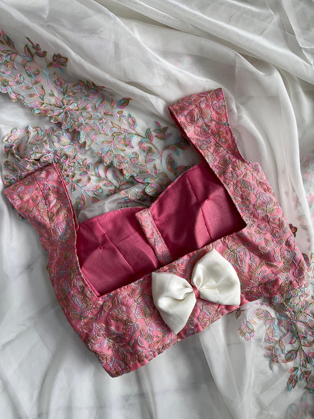 Beautiful Soft Tebby Silk Cream Color Embroidery Work