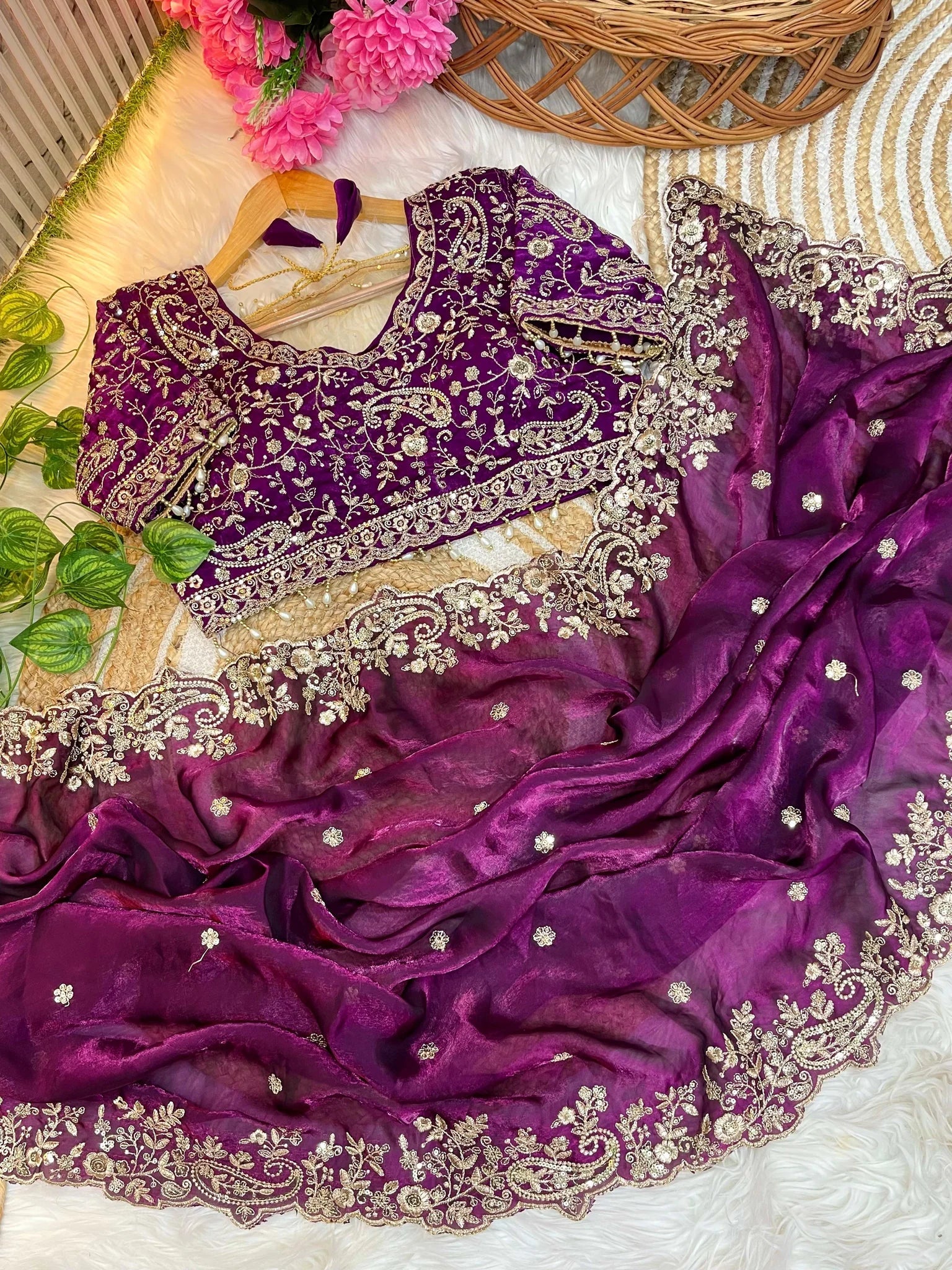 Fendy Satin Saree Heavy Border with 3mm Sequin Embroidery