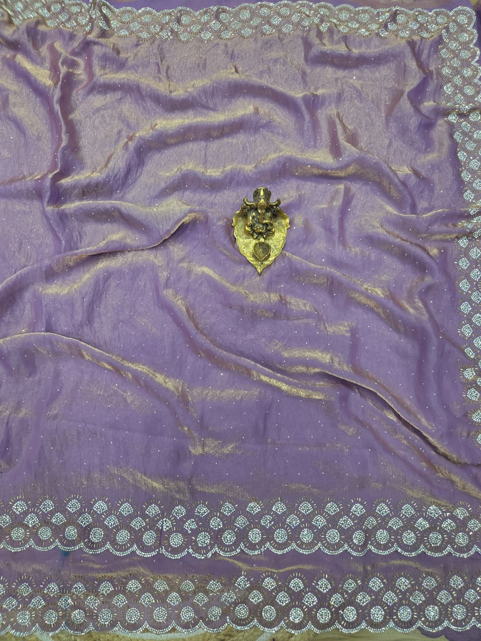 Space Silk Saree with Original Jarkhan Diamond Work Saree