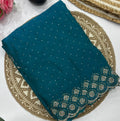Space Silk Saree with Original Jarkhan Diamond Work Saree