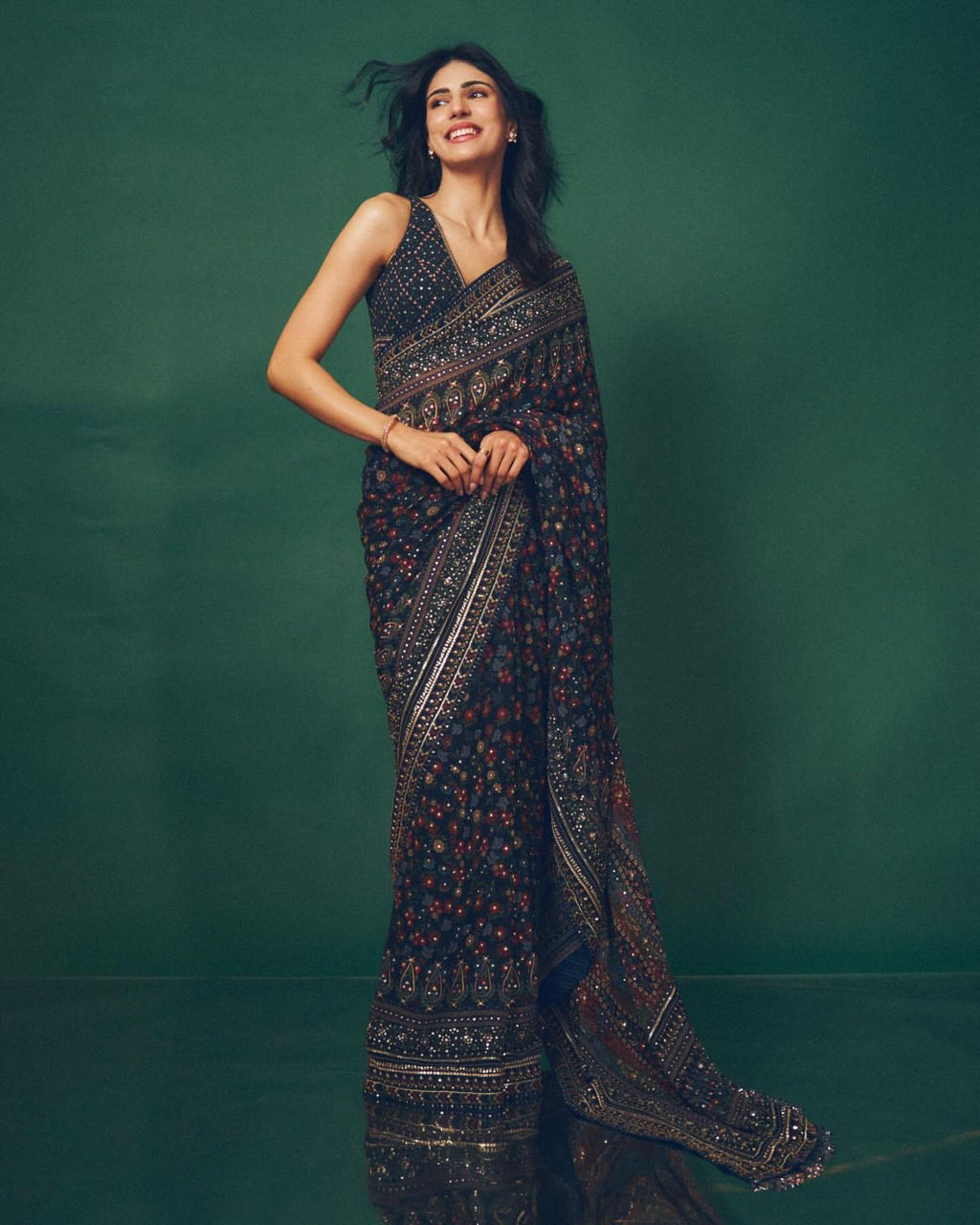 Shaded Designer Sequins & Diamond Work Saree