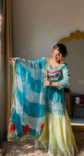 Premium top palazzo set, designed with heavy embroidery and sequins work