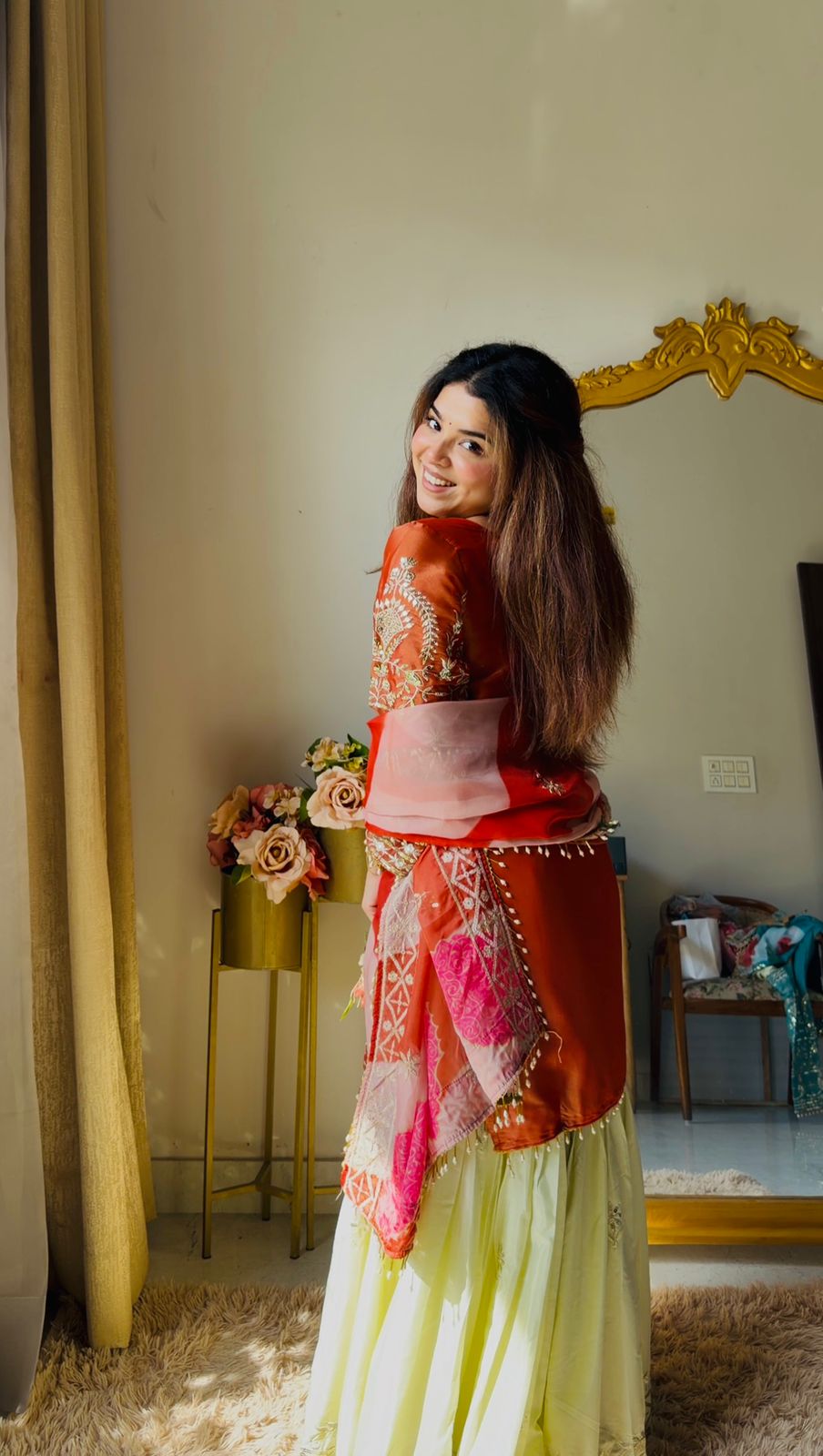Premium top palazzo set, designed with heavy embroidery and sequins work