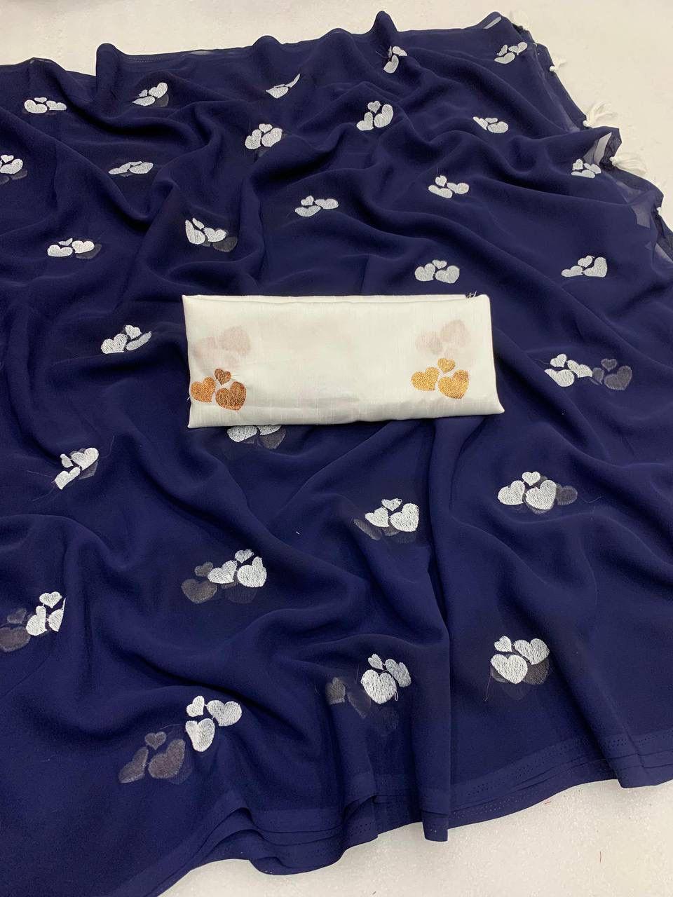 Elegant Georgette Embroidery Saree