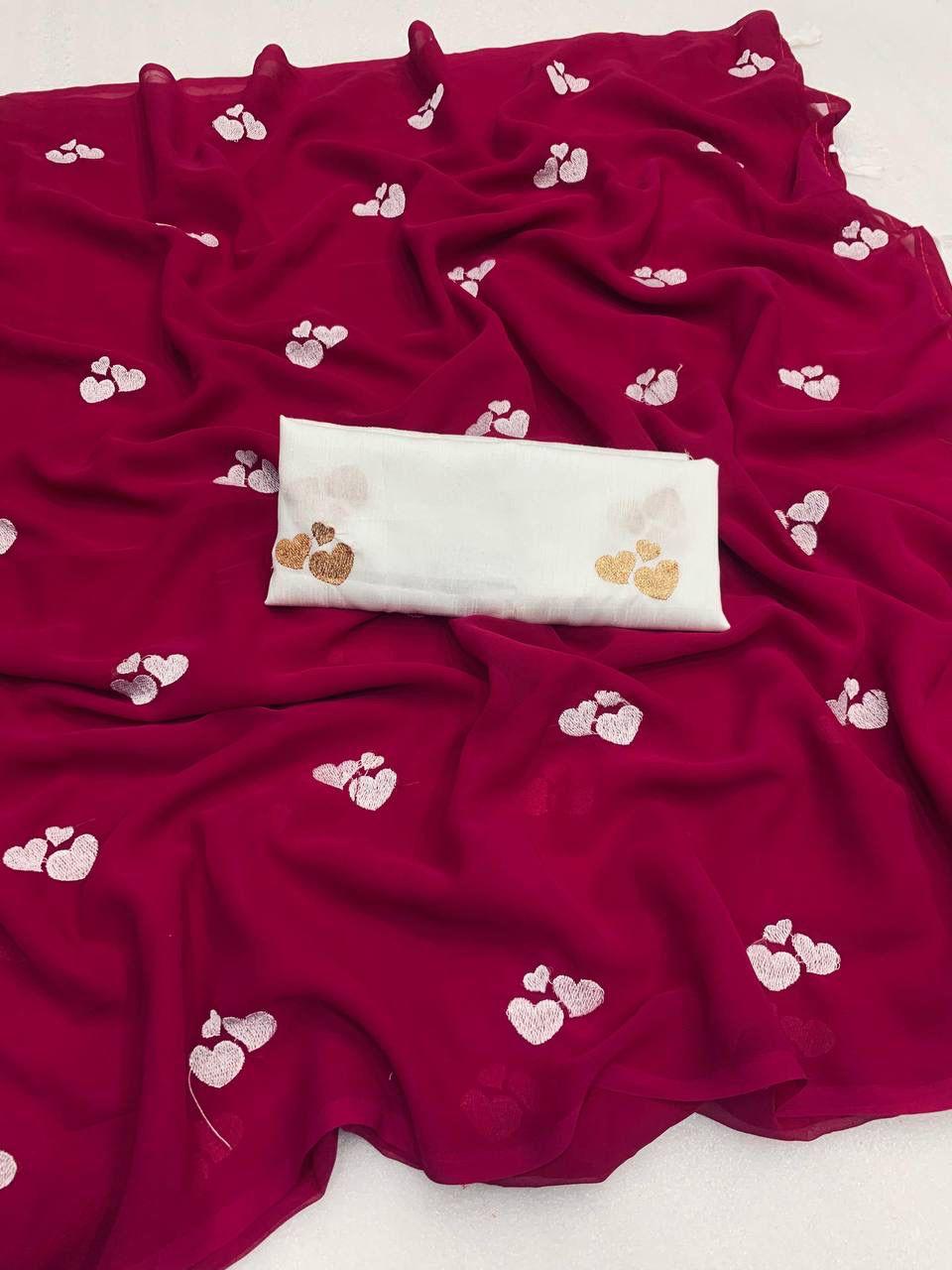 Elegant Georgette Embroidery Saree