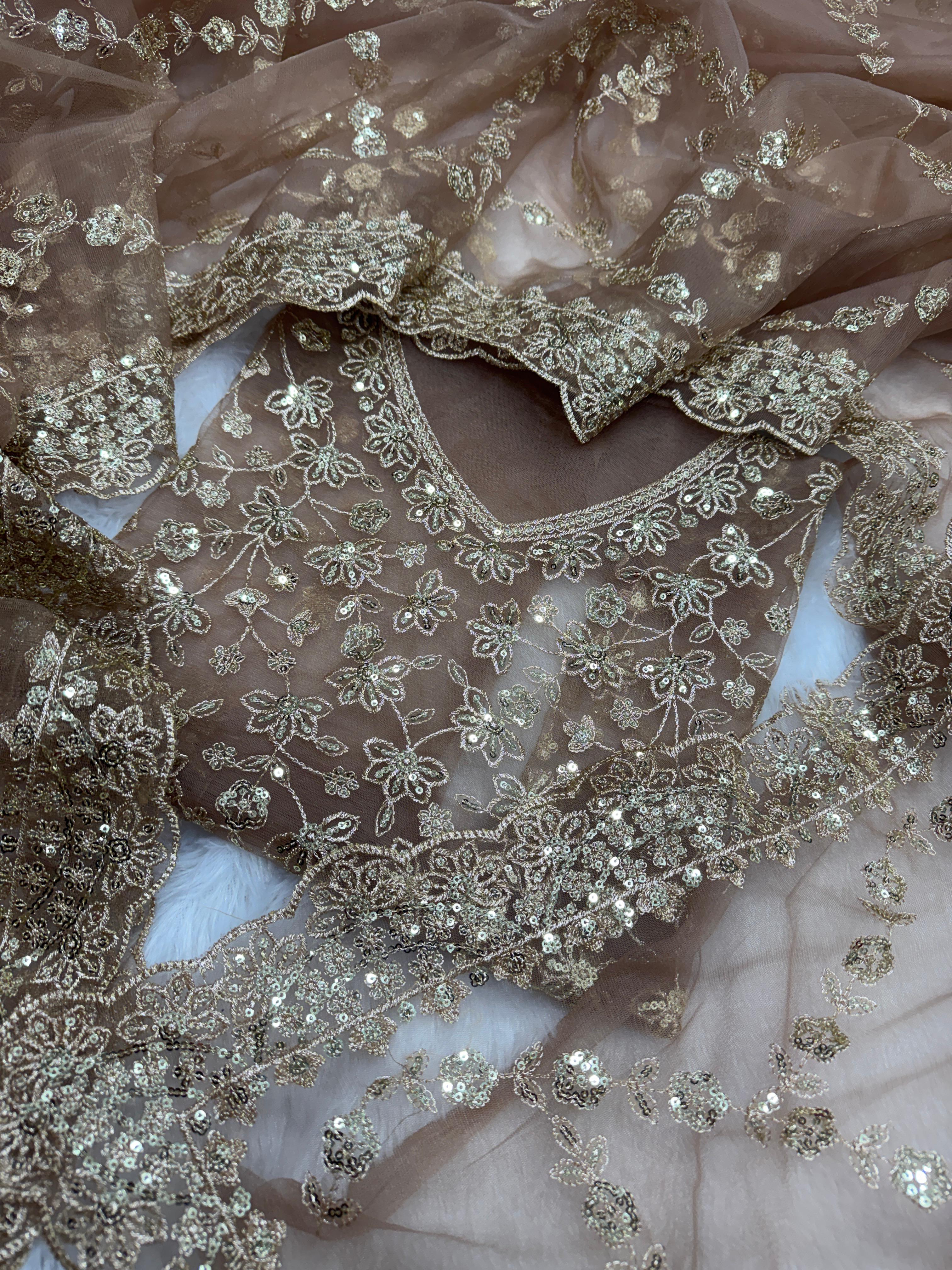 beautifully crafted with sequins and zari embroidery work