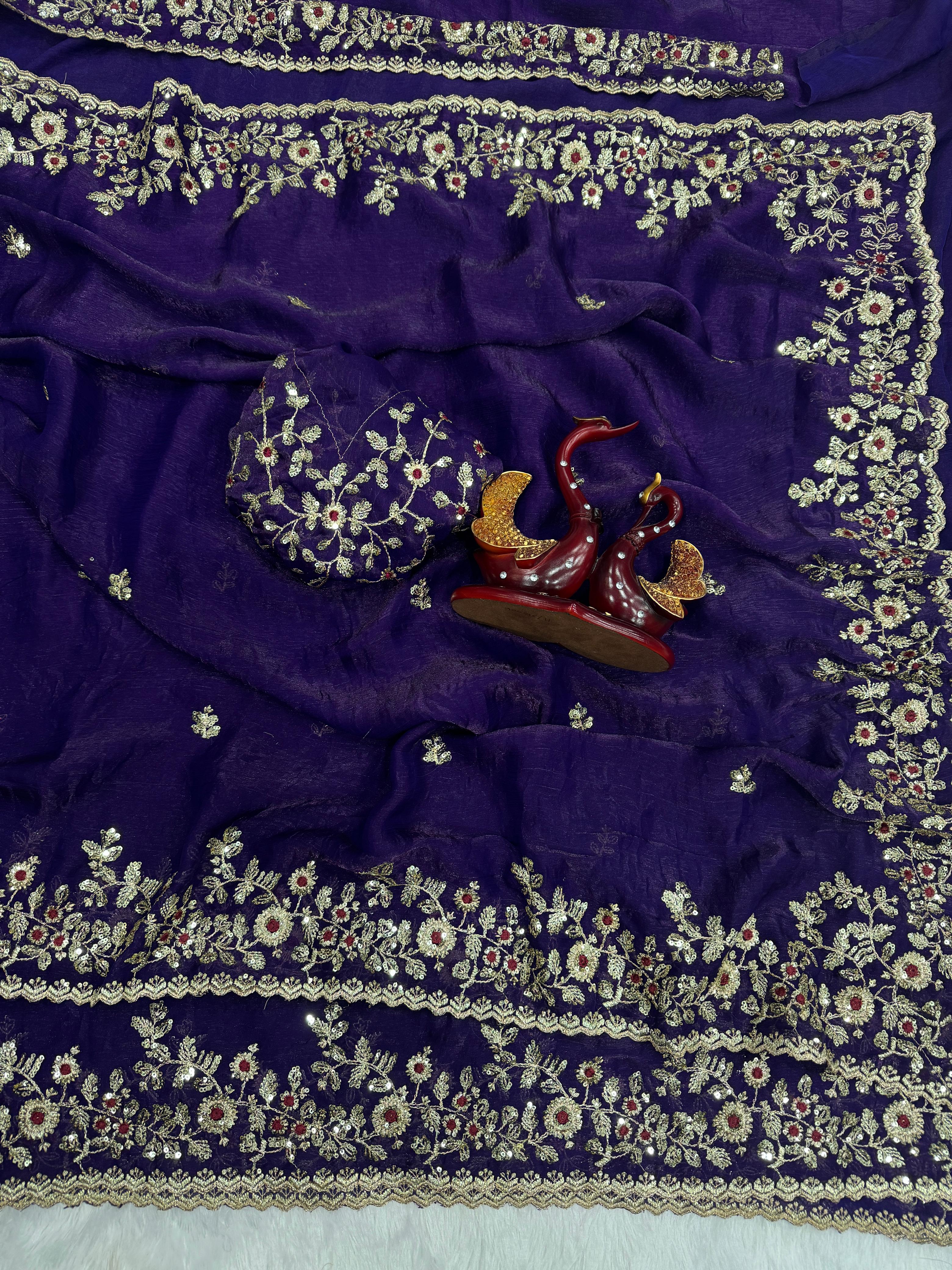 Fandy Chiffon Embroidery Work Saree