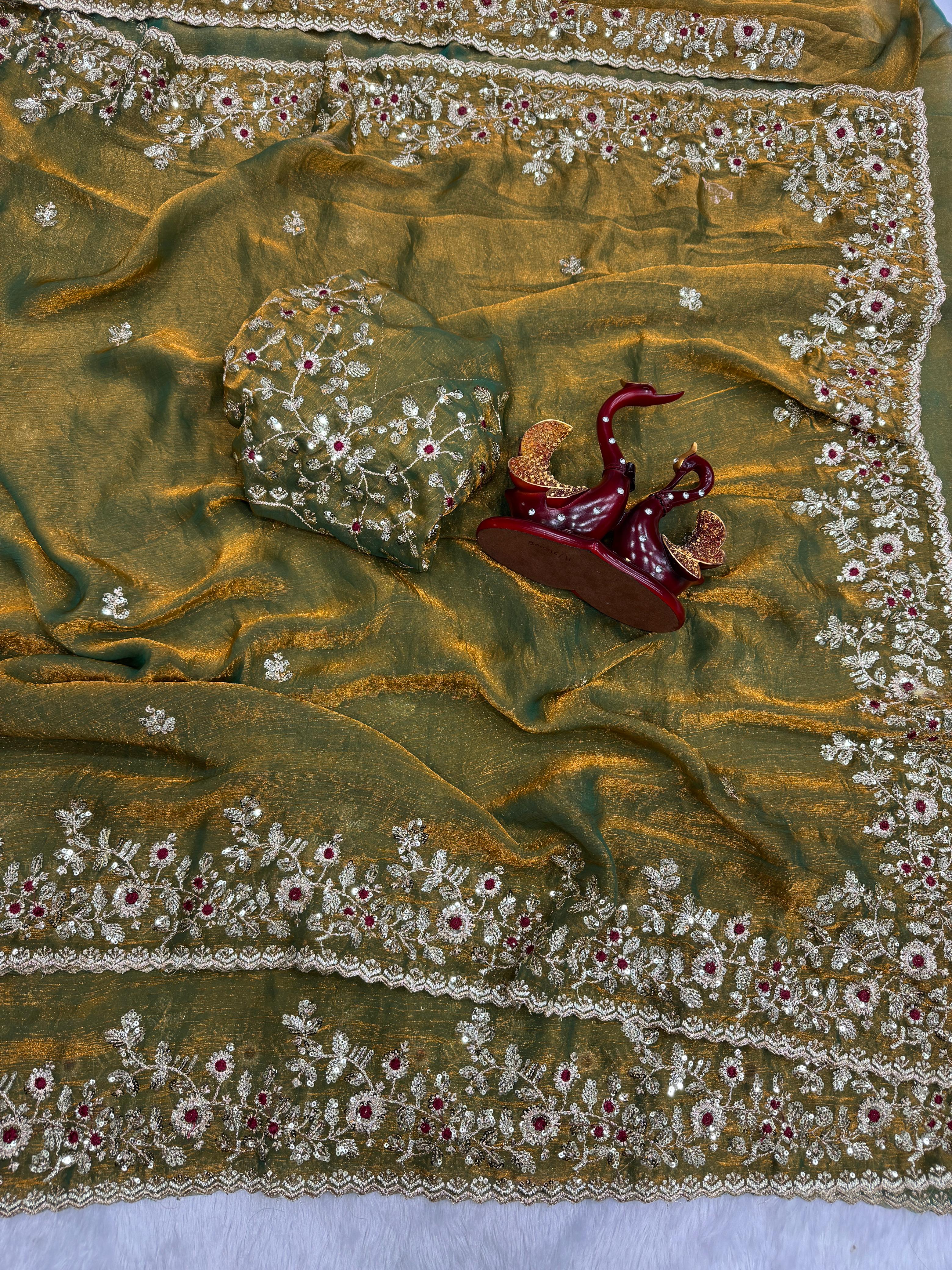 Fandy Chiffon Embroidery Work Saree