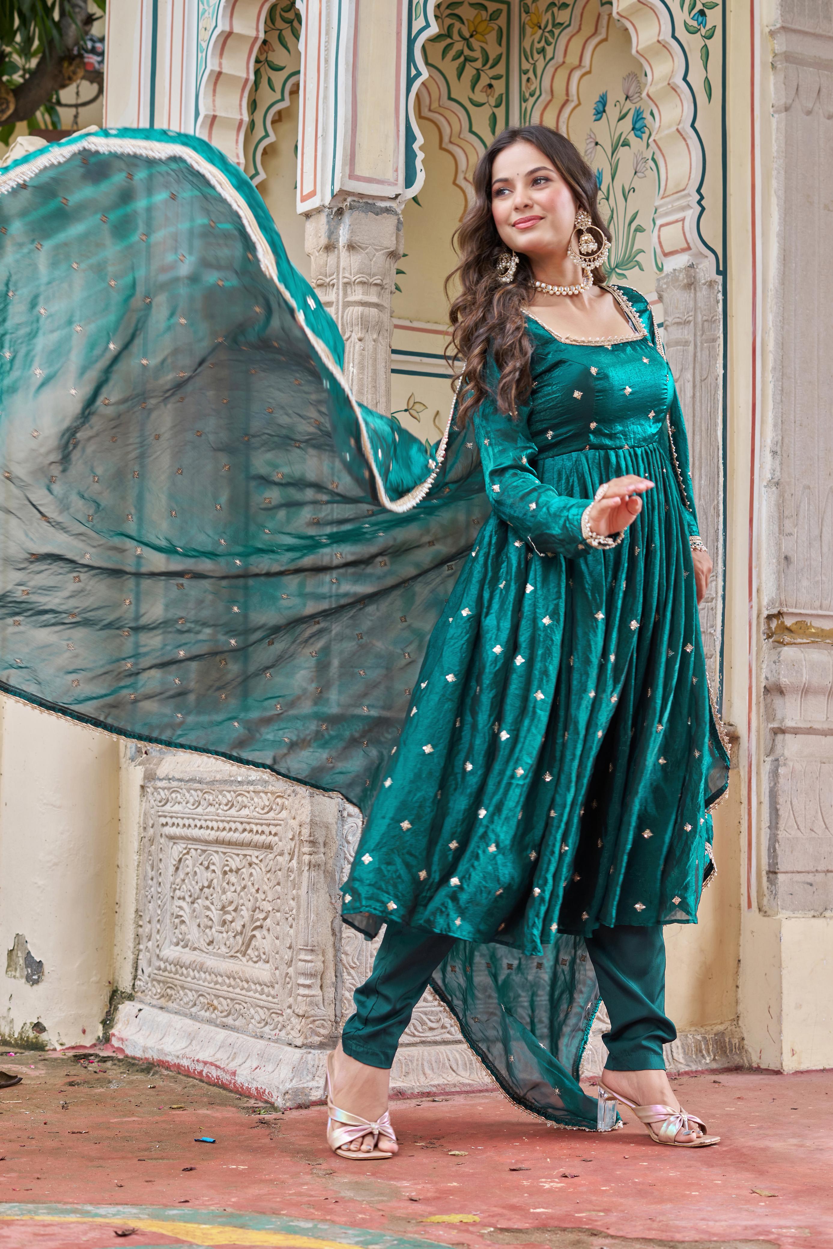 ✨ Premium Heavy Fendy Silk Embroidered Suit Set with Pent & Designer Dupatta ✨