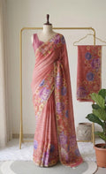 🌸 Elegant Linen Tissue Printed Saree Collection 🌸