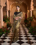 Beautiful Sequance and Dori Embroidery work Lace border with butti work in saree&nbsp;