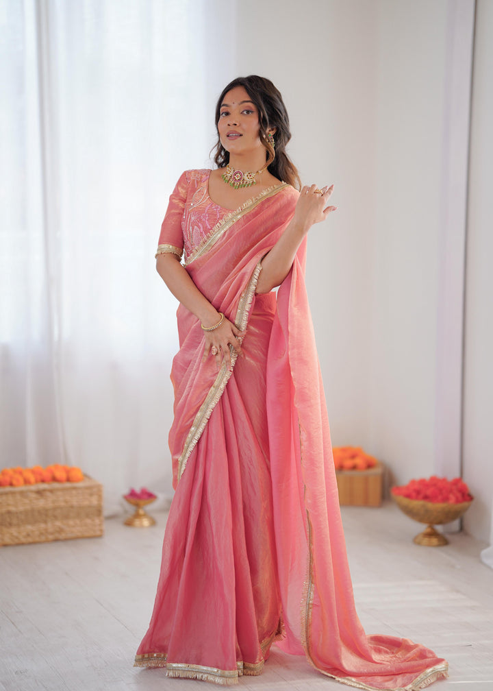 ✨ Elegant Heavy Fendy Silk Ready-to-Wear Designer Saree with Fancy Lace Work ✨