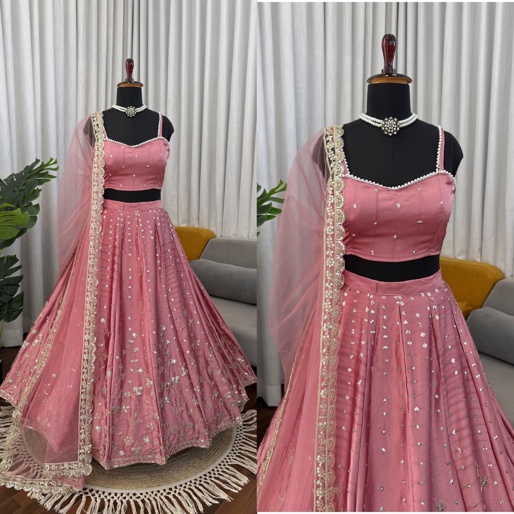 ✨ Elegant Japan Satin Designer Lehenga Set with Coding Dori & Sequence Work ✨
