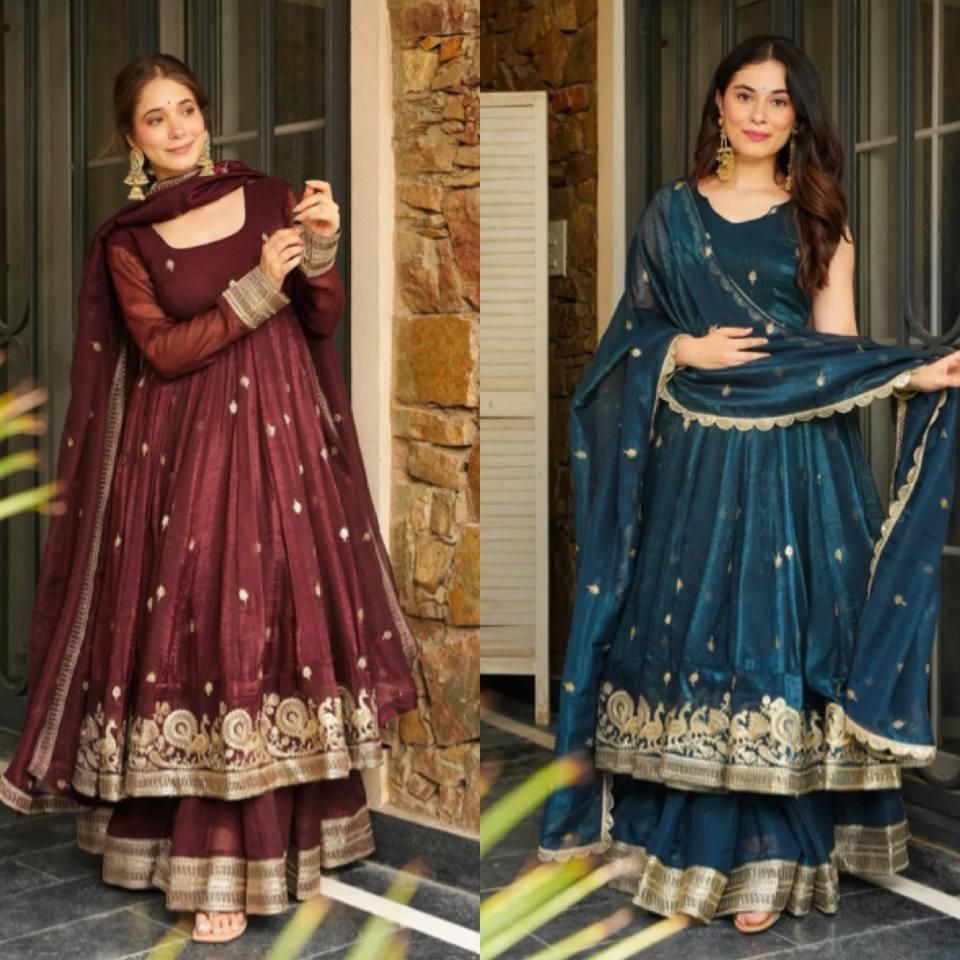 Gold Crazy Embroidered Sequence Sharara Suit Set with Dupatta