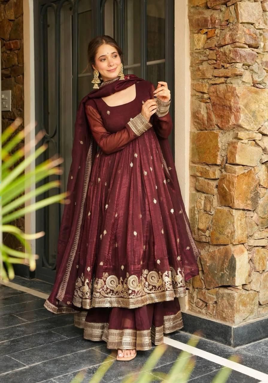 Gold Crazy Embroidered Sequence Sharara Suit Set with Dupatta