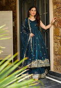 Gold Crazy Embroidered Sequence Sharara Suit Set with Dupatta