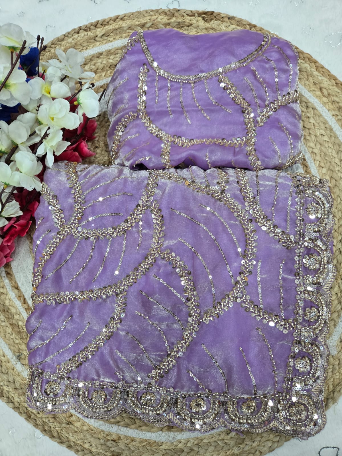 ✨ Premium Space Silk Saree with Original Beads Work – Designer Collection ✨