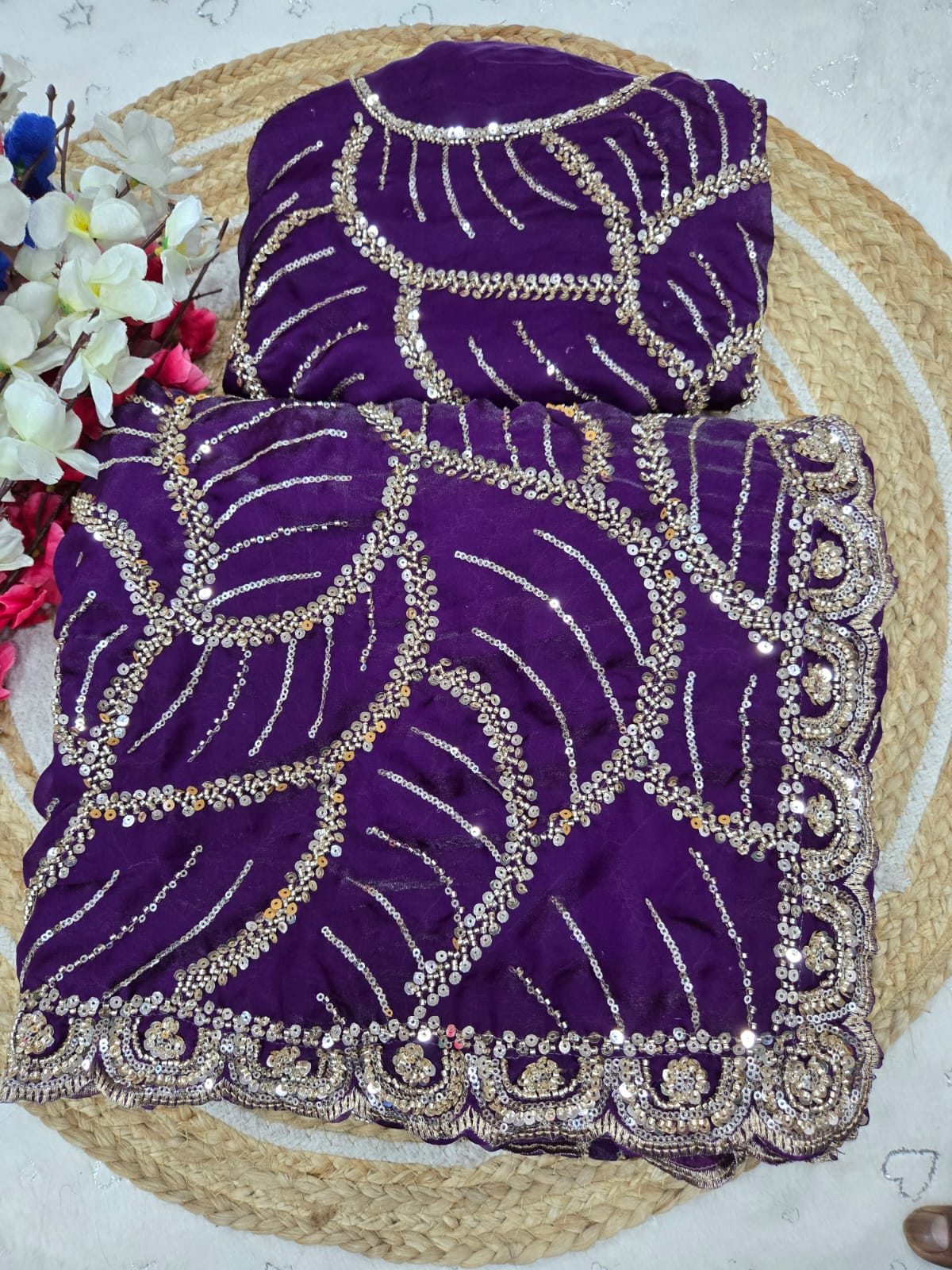 ✨ Premium Space Silk Saree with Original Beads Work – Designer Collection ✨
