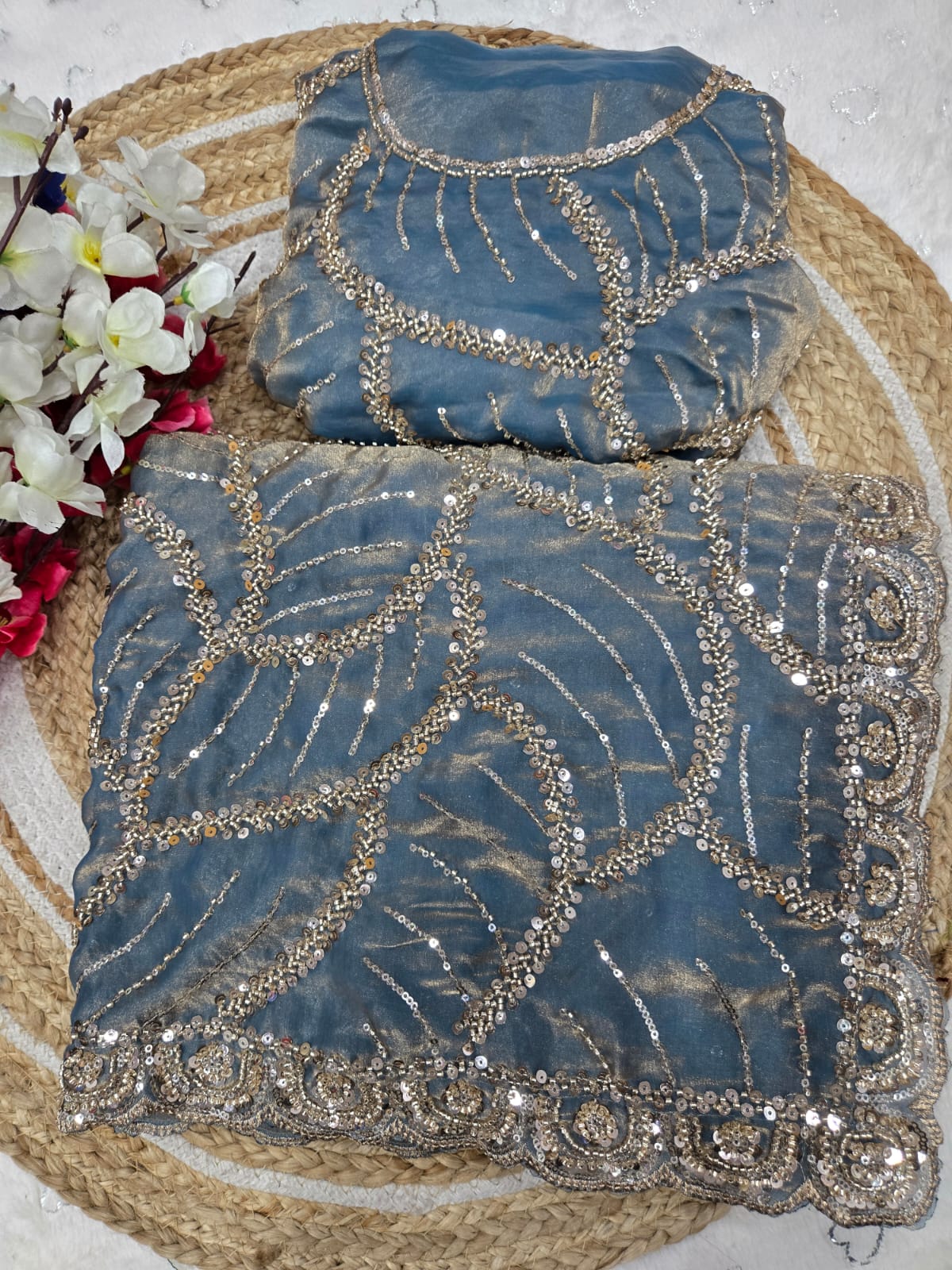 ✨ Premium Space Silk Saree with Original Beads Work – Designer Collection ✨