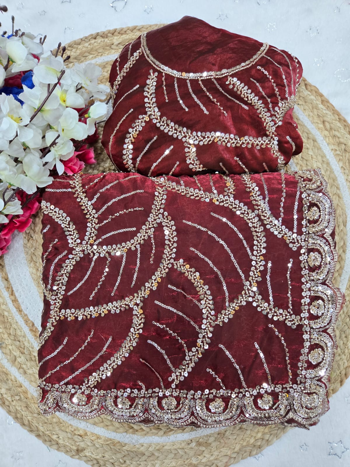 ✨ Premium Space Silk Saree with Original Beads Work – Designer Collection ✨