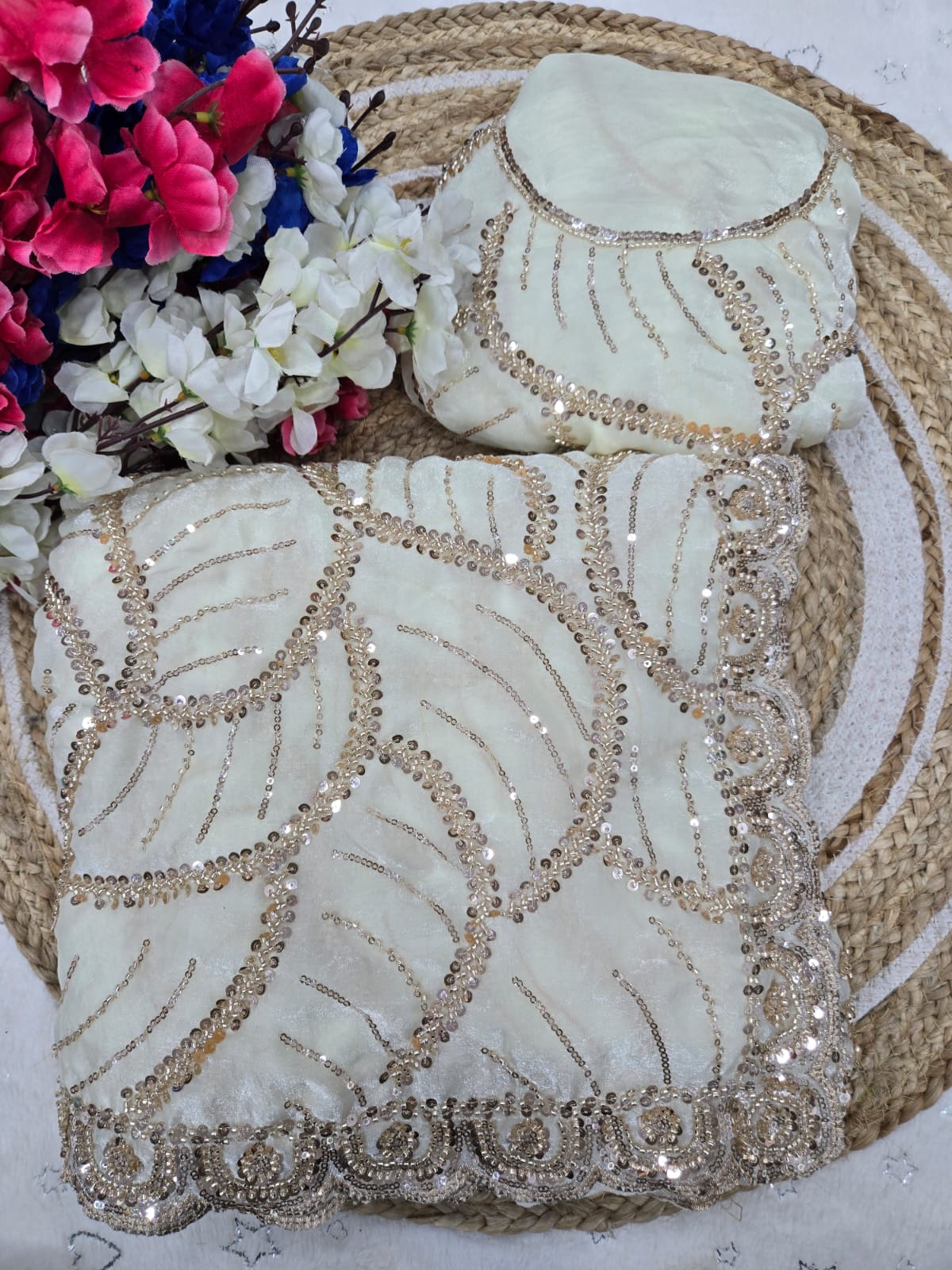 ✨ Premium Space Silk Saree with Original Beads Work – Designer Collection ✨
