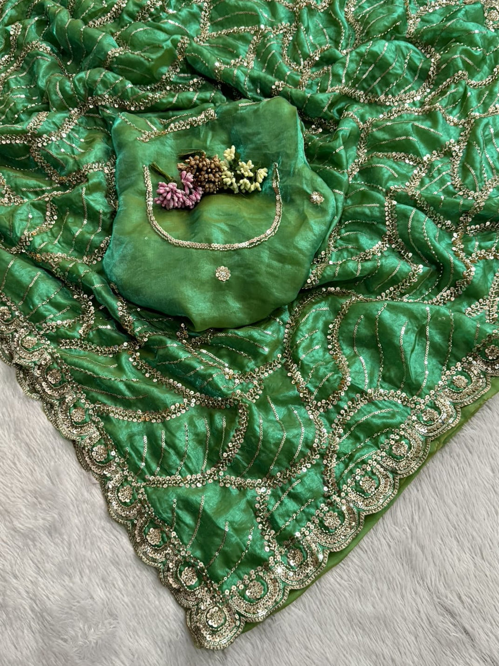 ✨ Premium Space Silk Saree with Original Beads Work – Designer Collection ✨