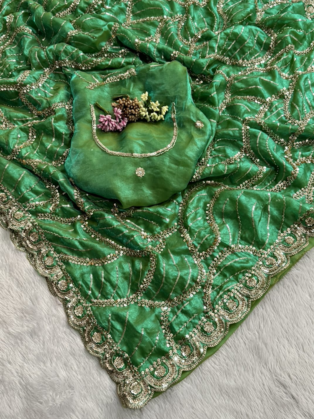 ✨ Premium Space Silk Saree with Original Beads Work – Designer Collection ✨