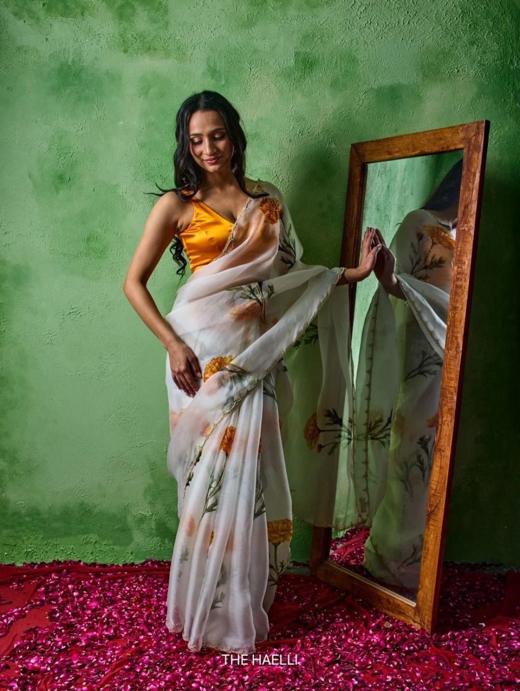 ✨ Elegant Soft Tebby Silk Floral Saree with Beads & Katdana Handwork ✨