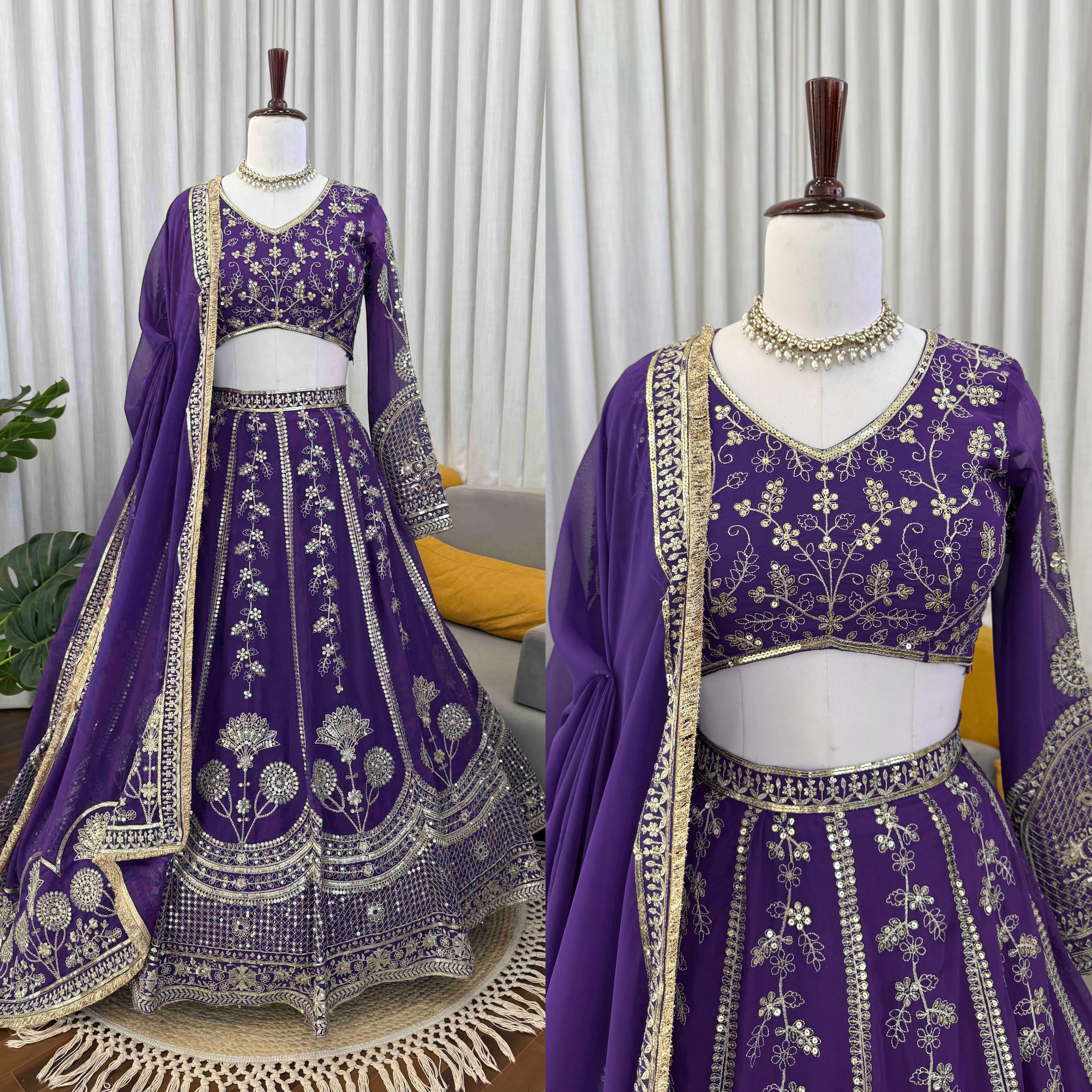 👑✨ Designer Georgette Lehenga Choli Set – Royal Festive Glam ✨👑