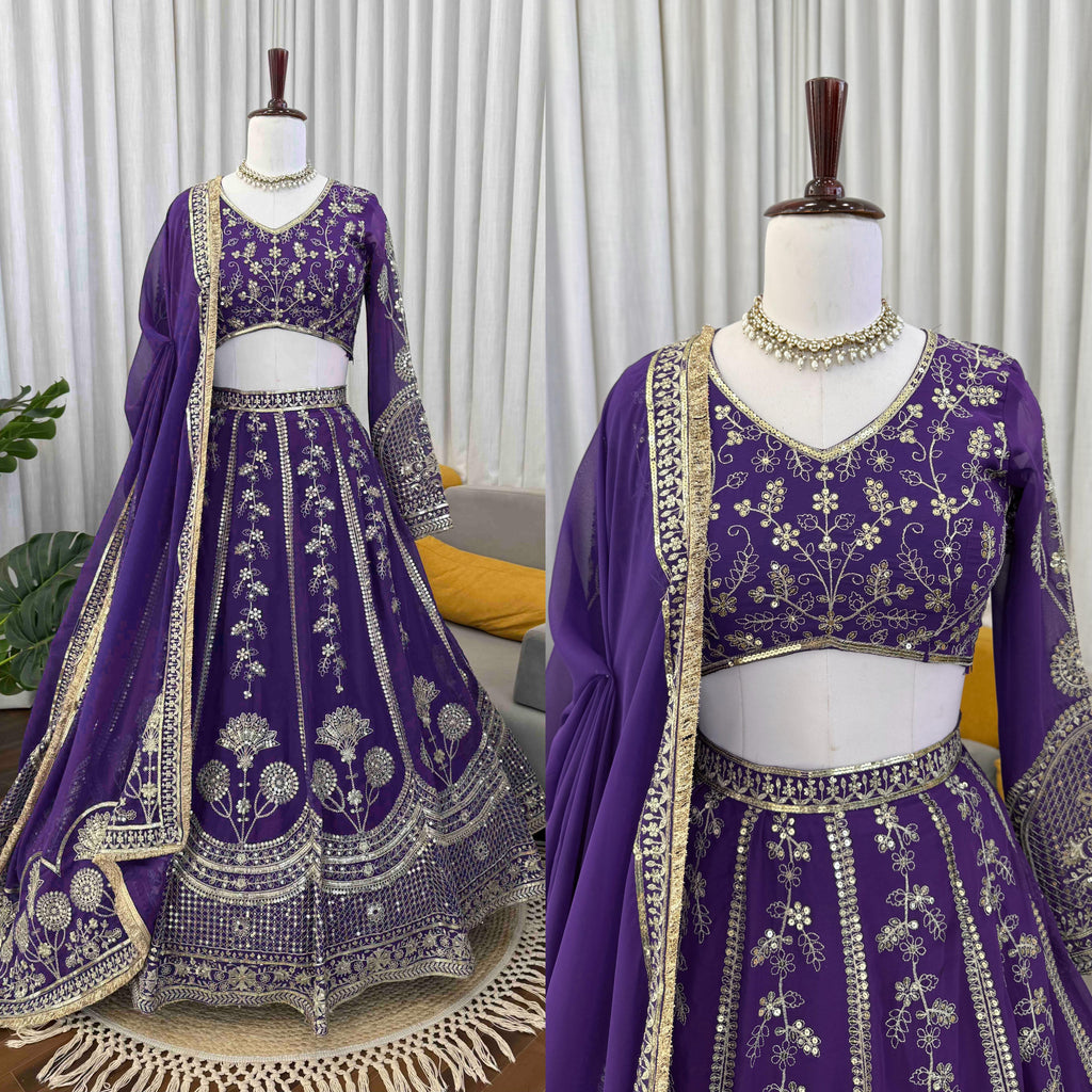 👑✨ Designer Georgette Lehenga Choli Set – Royal Festive Glam ✨👑