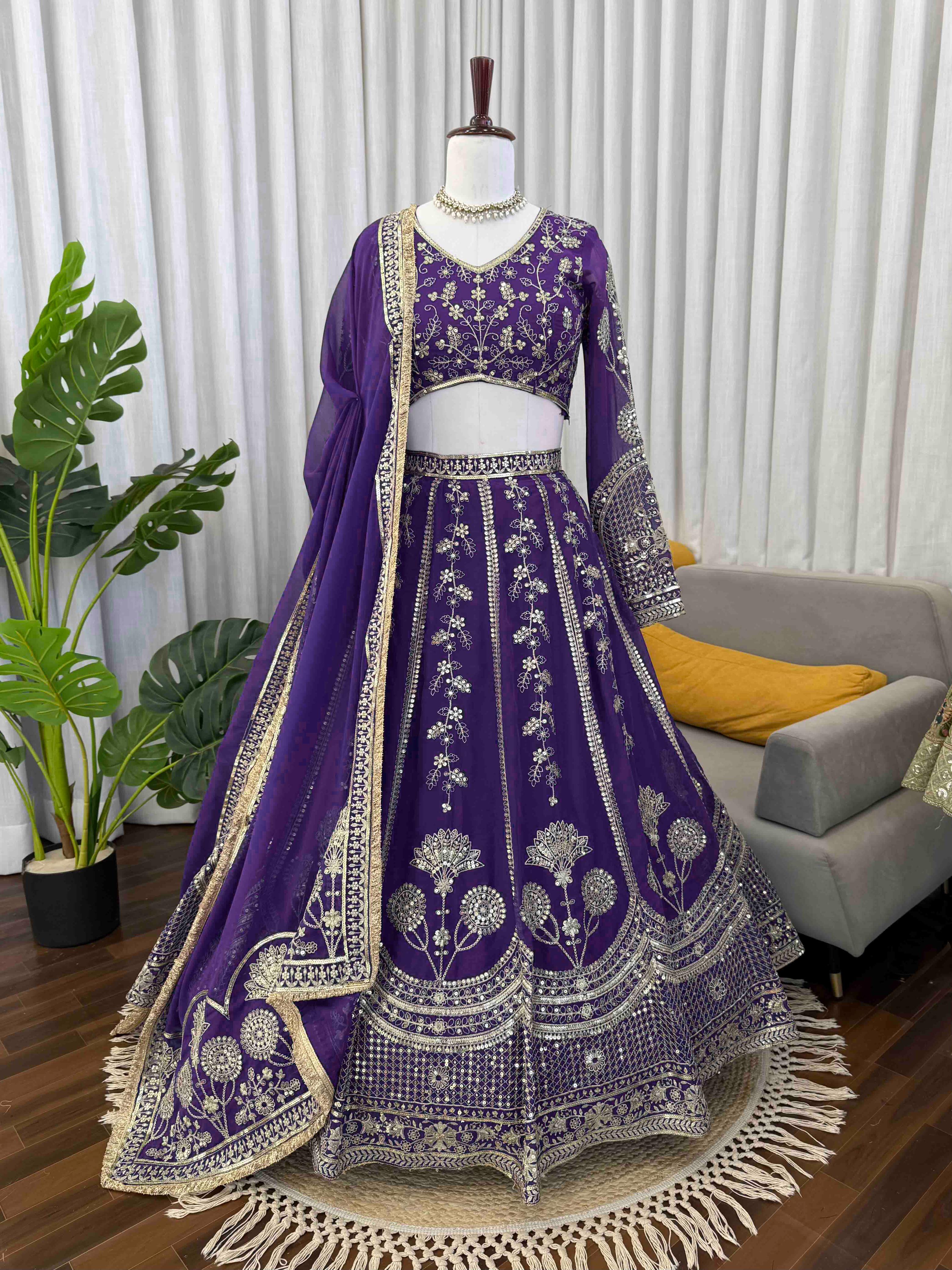 👑✨ Designer Georgette Lehenga Choli Set – Royal Festive Glam ✨👑