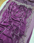 Latest Partywear Space Silk Jarkhan Heavy Diamond Work Fancy Designer Saree With Blouse
