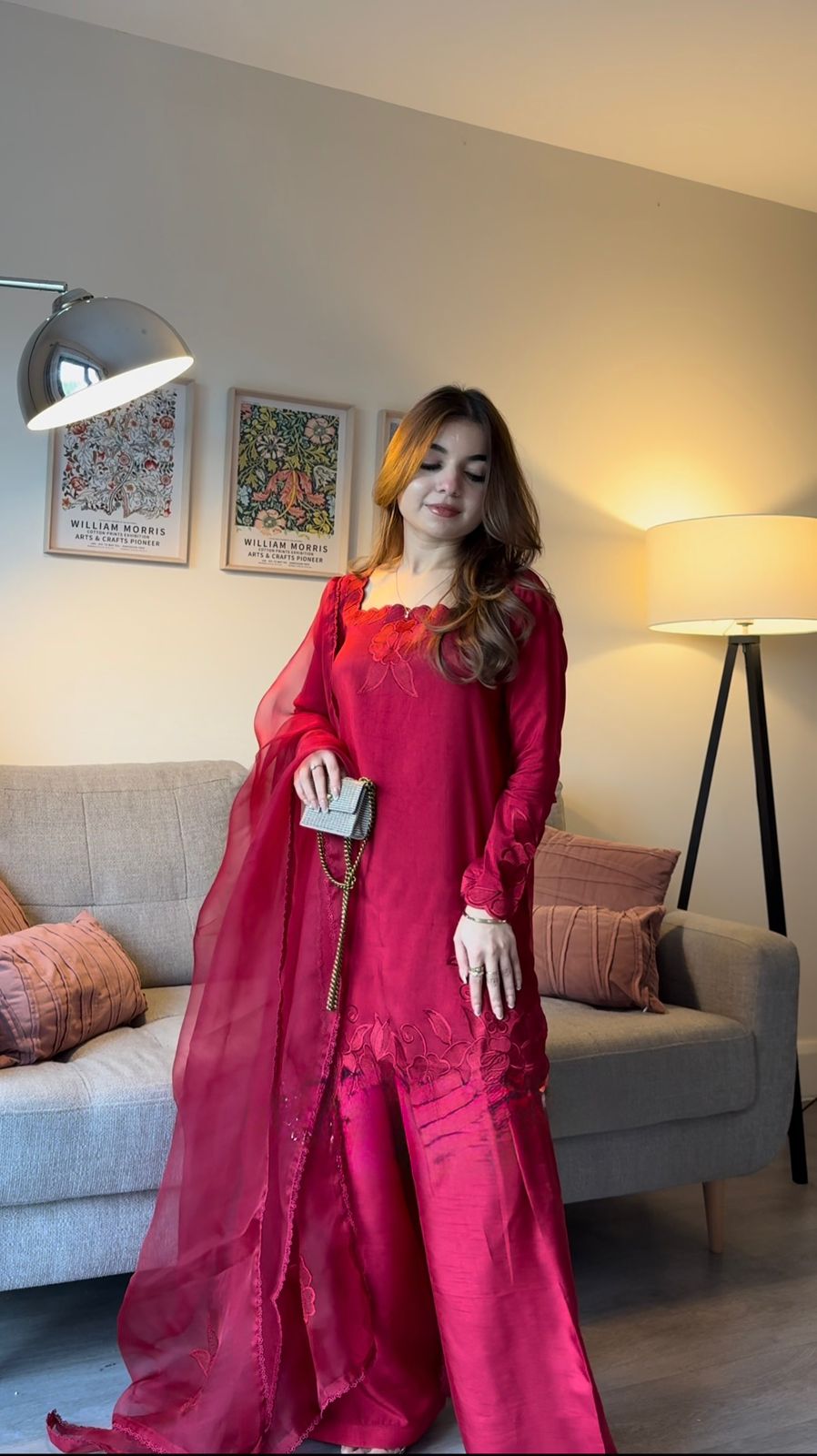 ✨ Elegant Roman Fabric Designer Top-Plazo Set with Organza Dupatta ✨