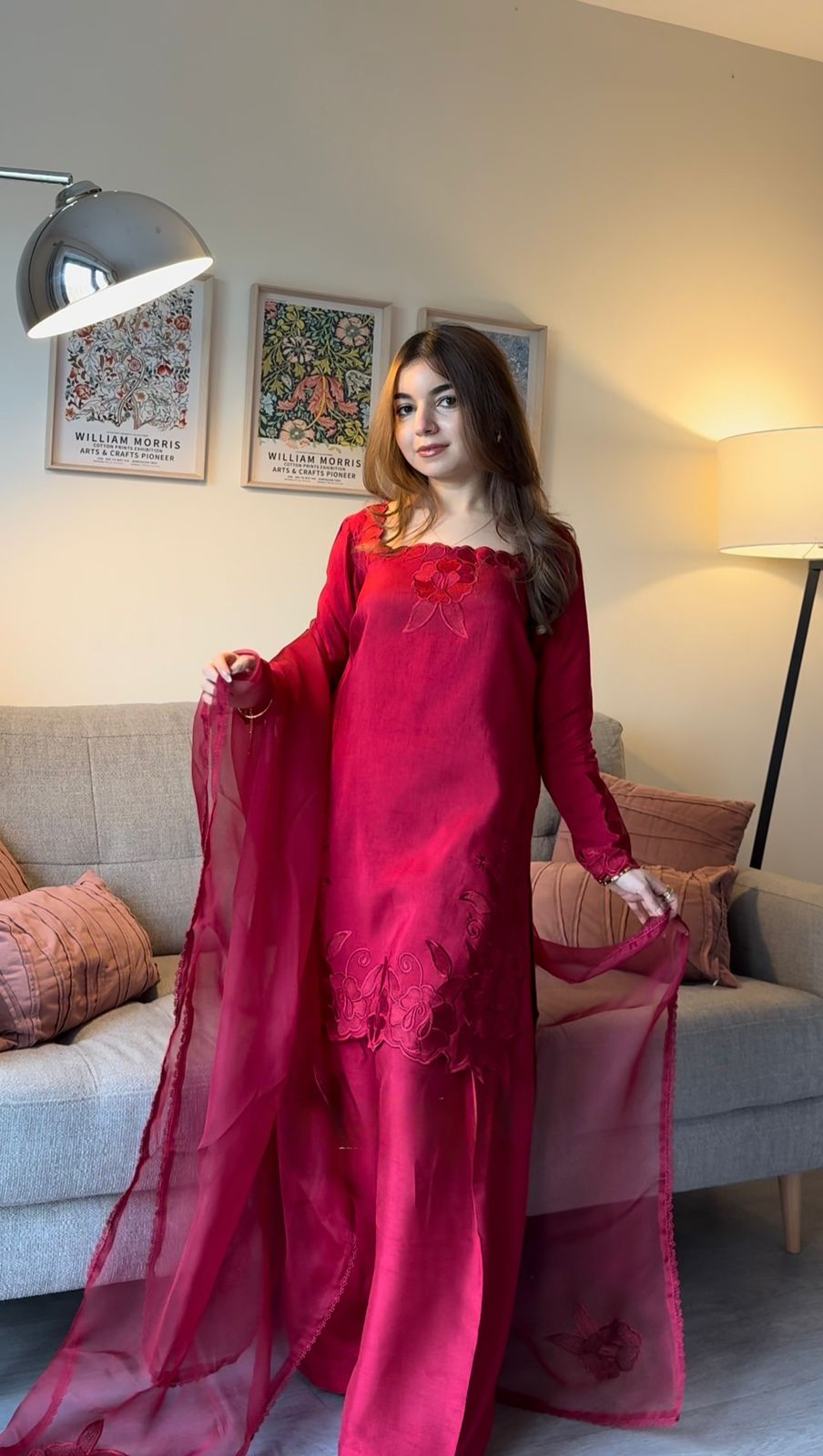 ✨ Elegant Roman Fabric Designer Top-Plazo Set with Organza Dupatta ✨