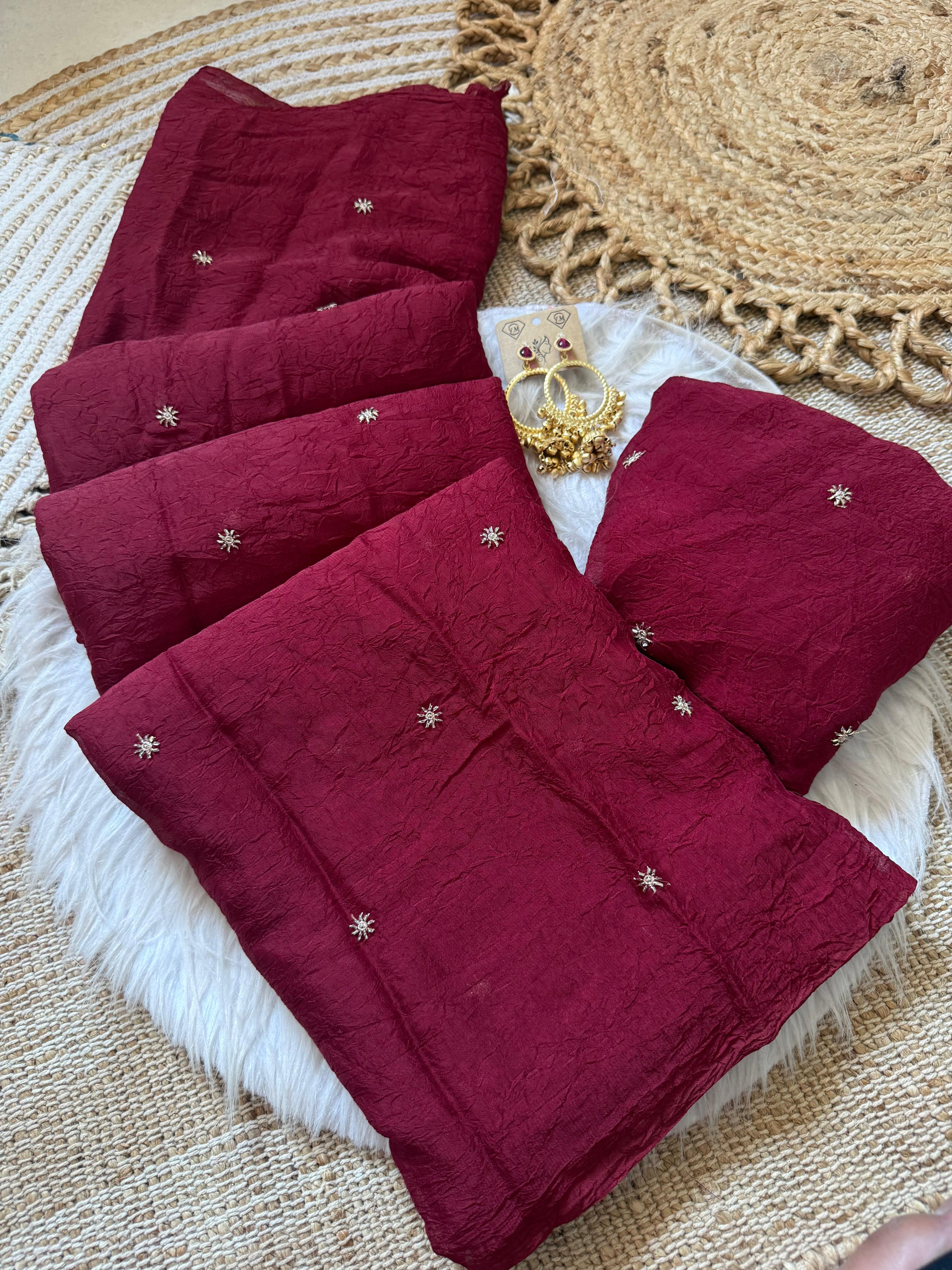 ✨ Elegant Rangoli Crush Saree with Sequence Embroidery Work ✨