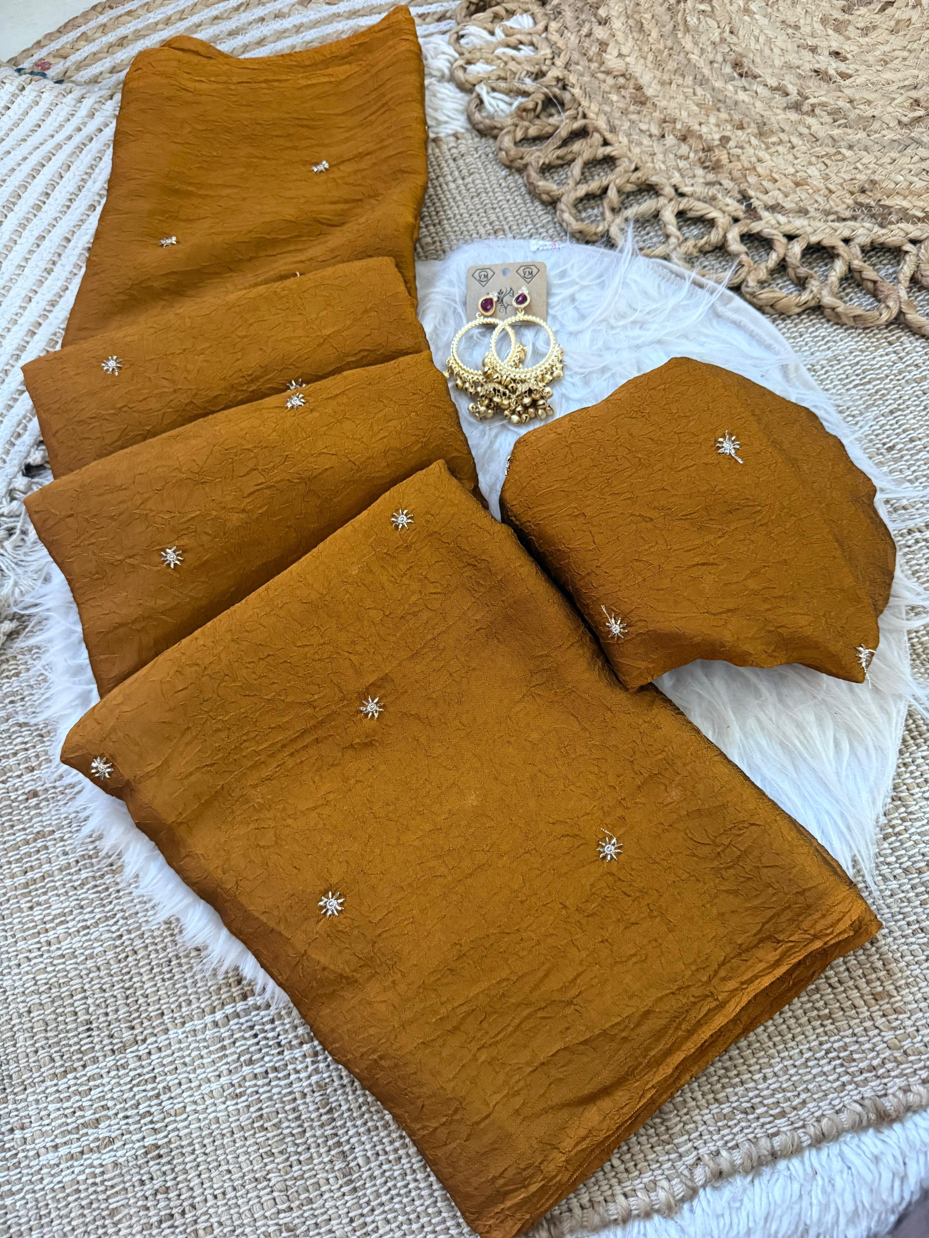 ✨ Elegant Rangoli Crush Saree with Sequence Embroidery Work ✨