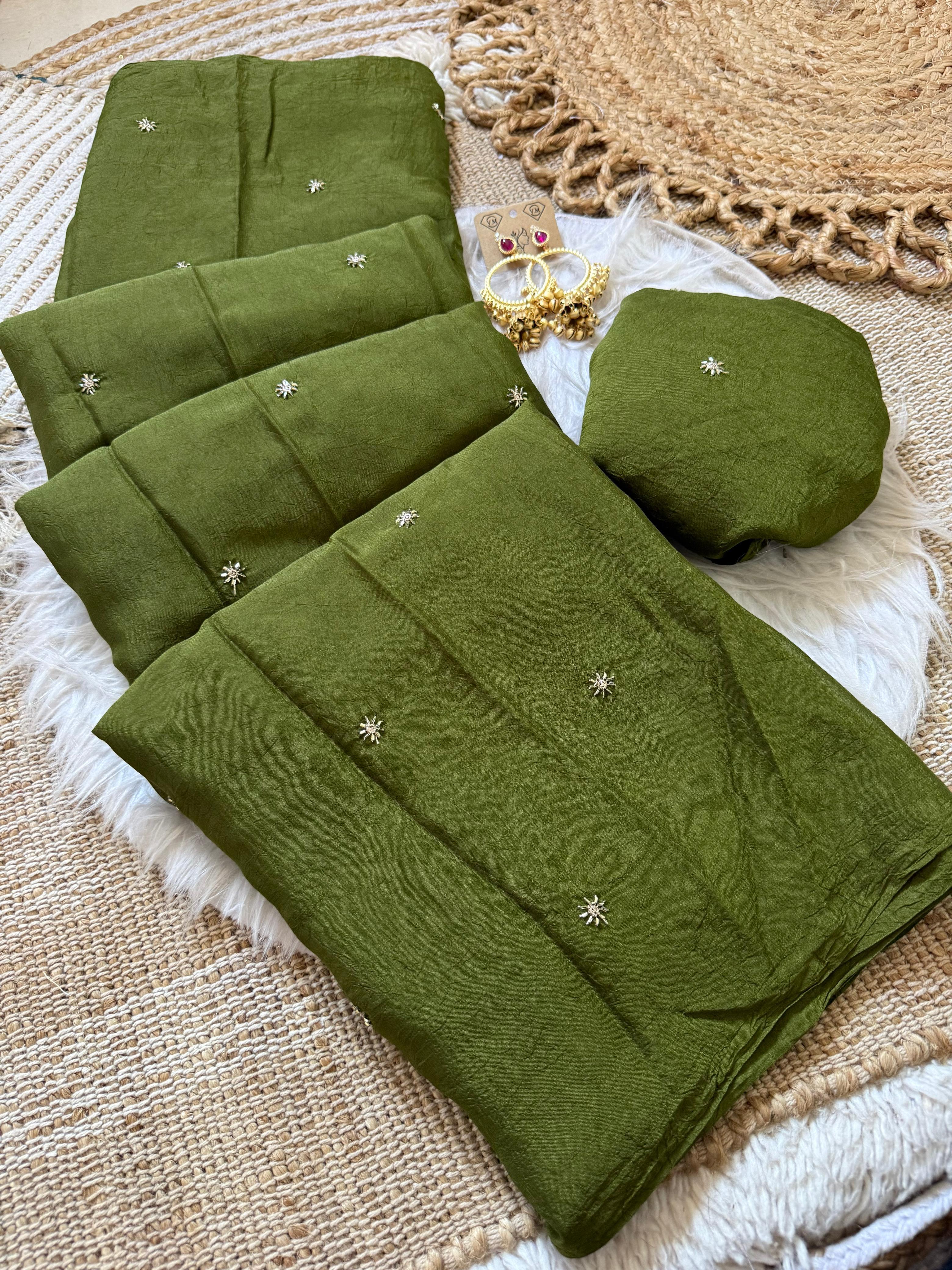 ✨ Elegant Rangoli Crush Saree with Sequence Embroidery Work ✨
