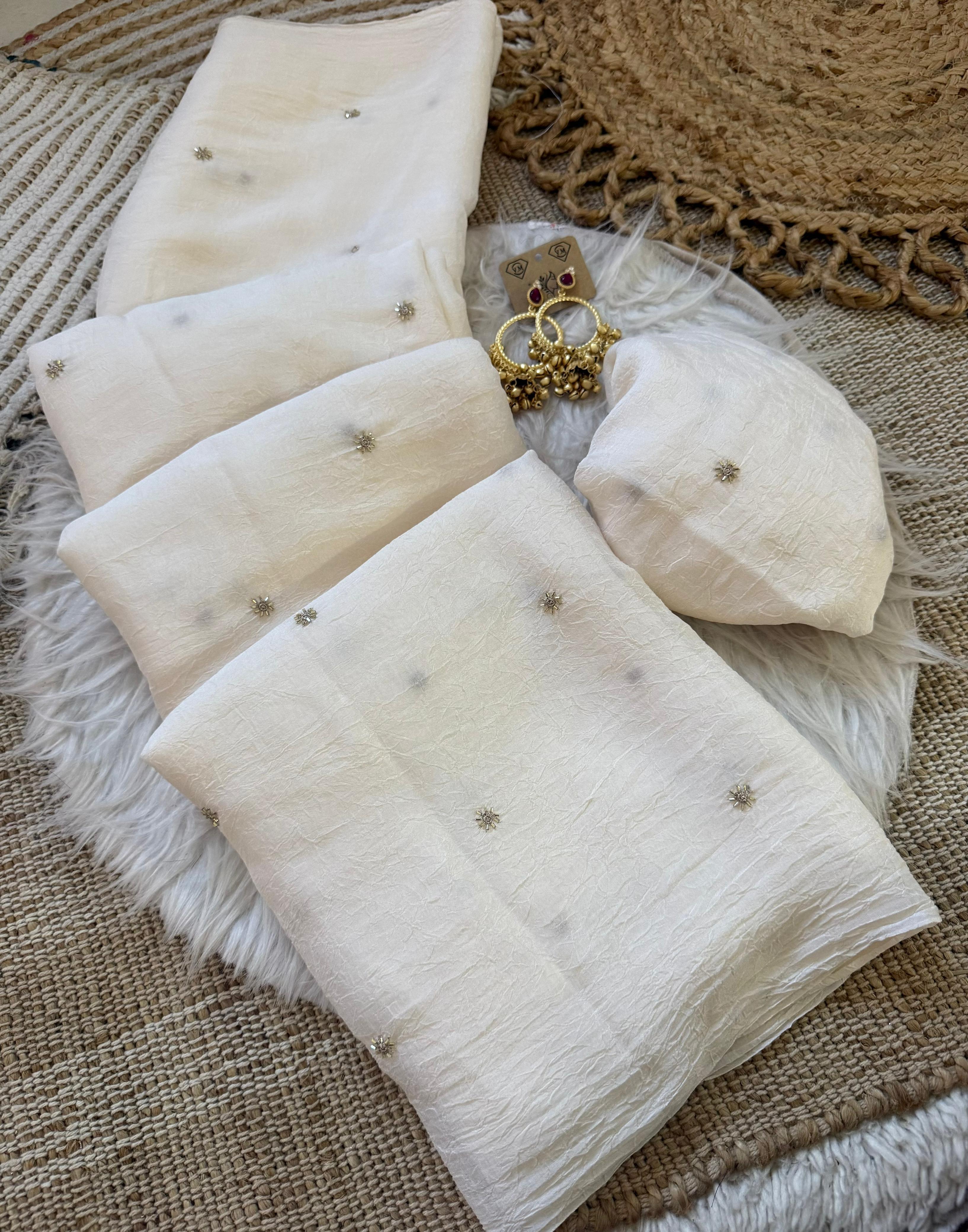 ✨ Elegant Rangoli Crush Saree with Sequence Embroidery Work ✨