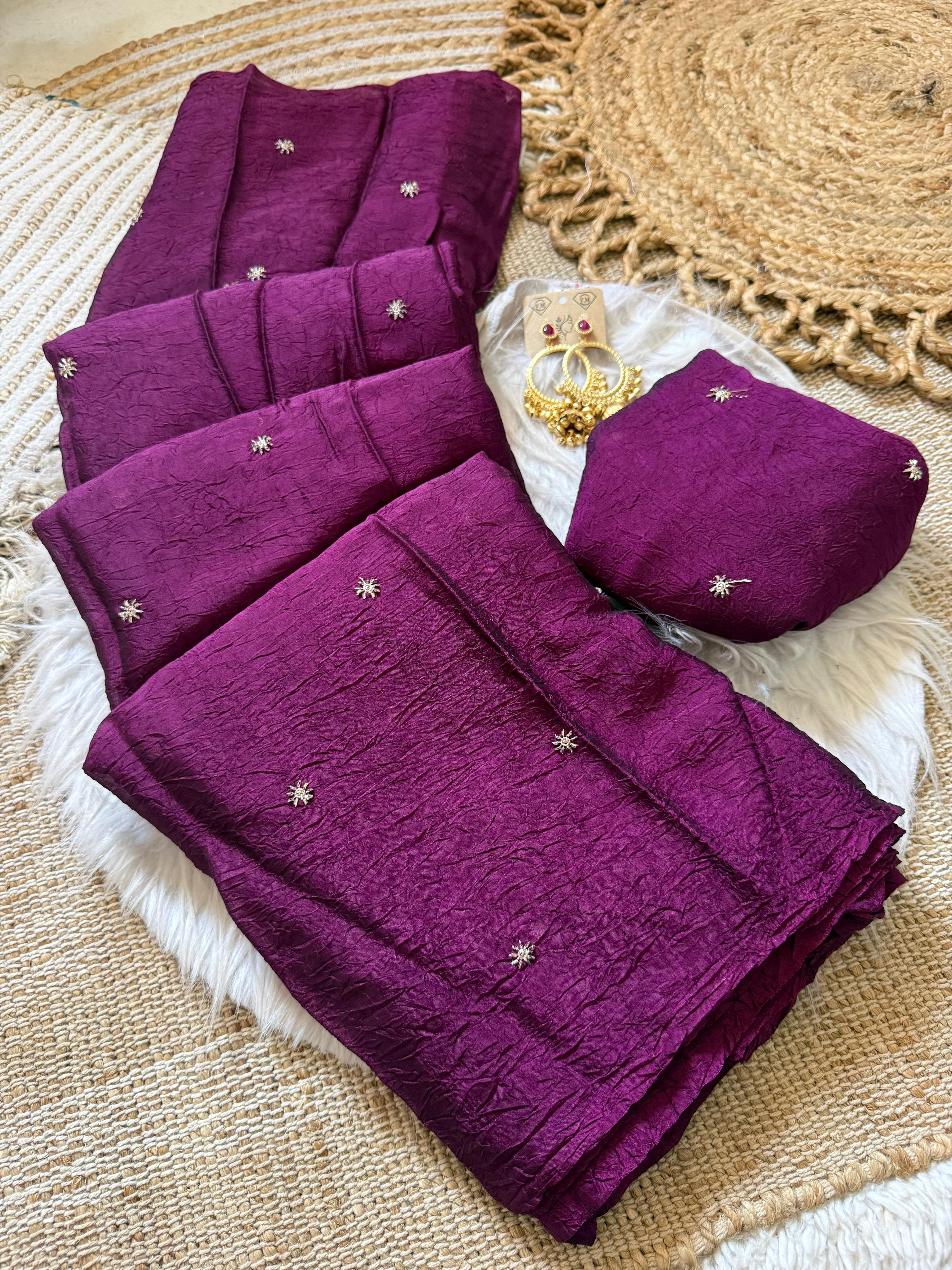 ✨ Elegant Rangoli Crush Saree with Sequence Embroidery Work ✨