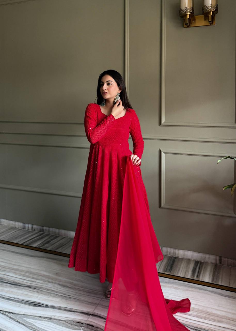 ✨ Premium Kali Cut Anarkali Set with Pent & Ruffle Dupatta (Ready to Wear) ✨