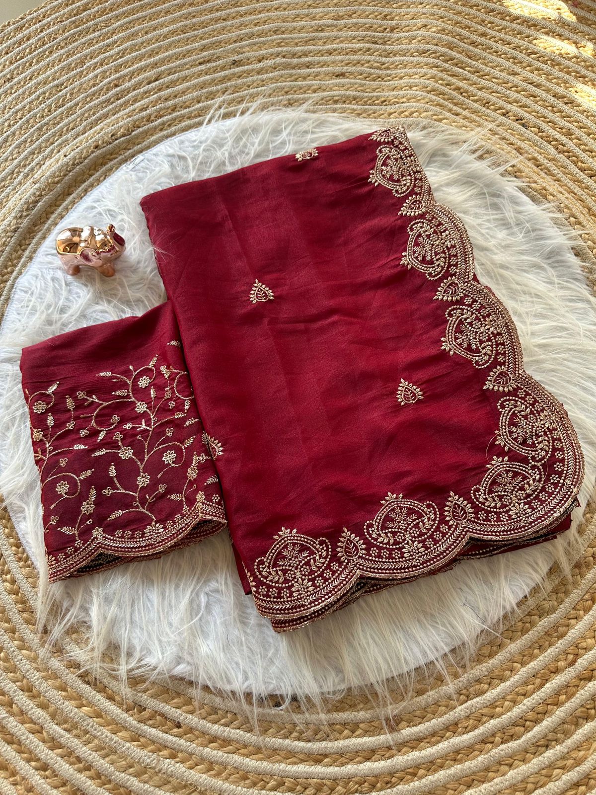 New Arrival Star Georgette Saree with Multi Embroidery Work & Running Blouse ✨
