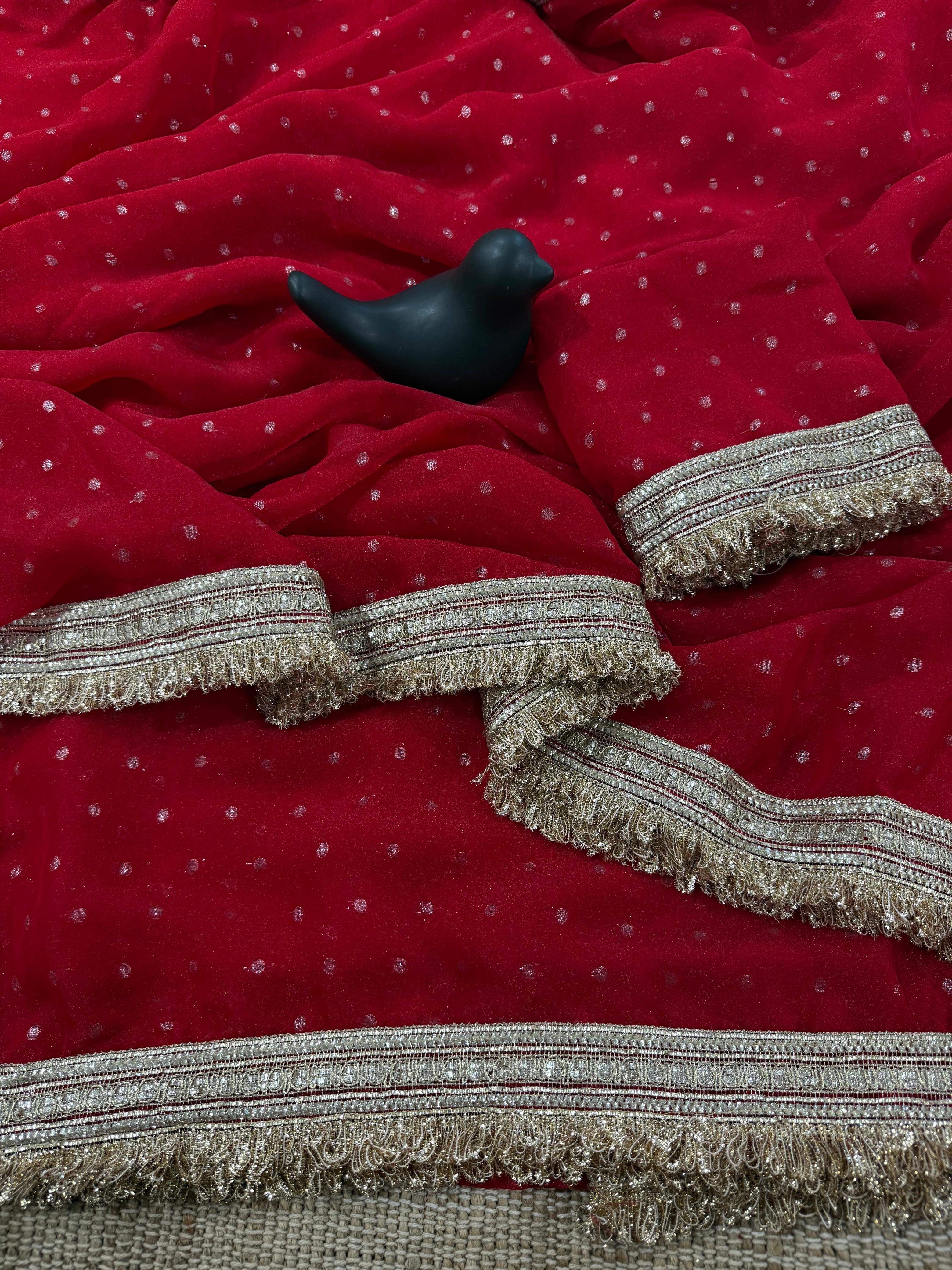 Premium NC Moss Satin Saree with Maharani Big Border & Running Blouse ✨