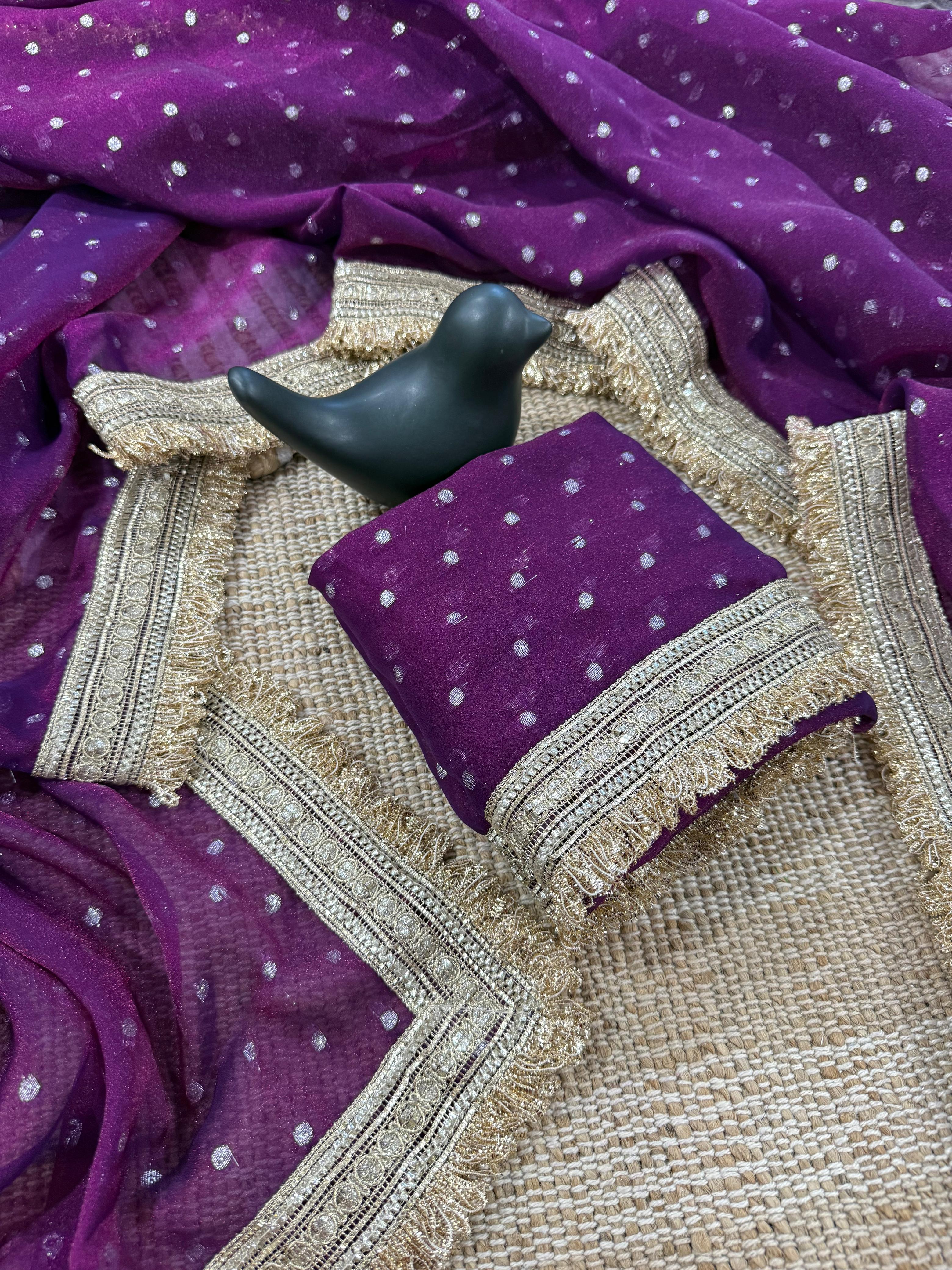 Premium NC Moss Satin Saree with Maharani Big Border & Running Blouse ✨