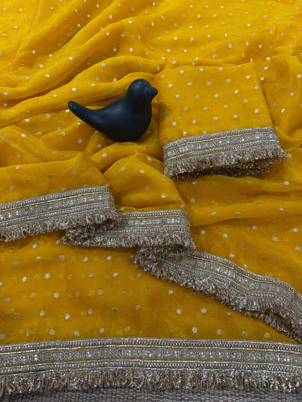 Premium NC Moss Satin Saree with Maharani Big Border & Running Blouse ✨