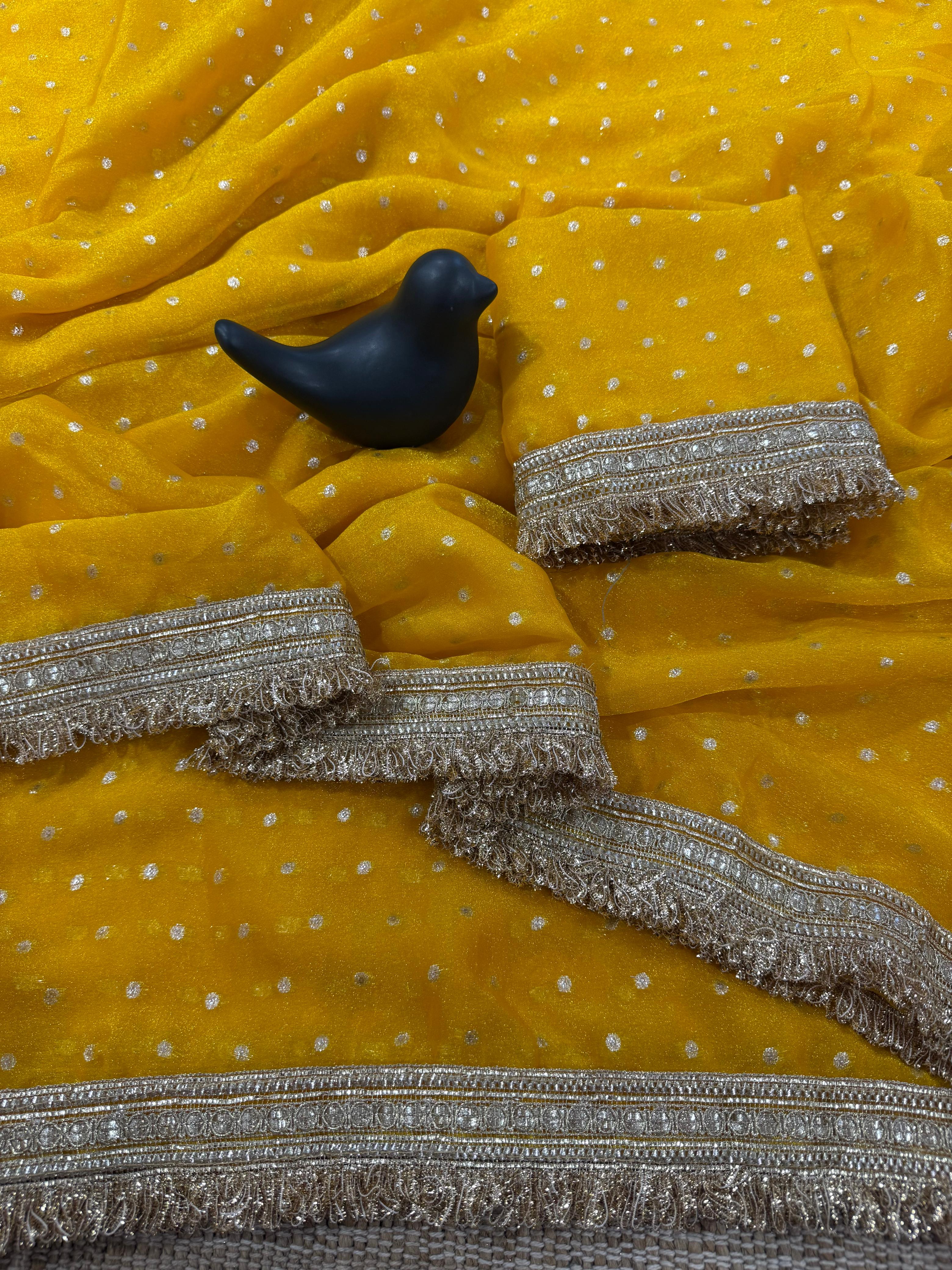 Premium NC Moss Satin Saree with Maharani Big Border & Running Blouse ✨